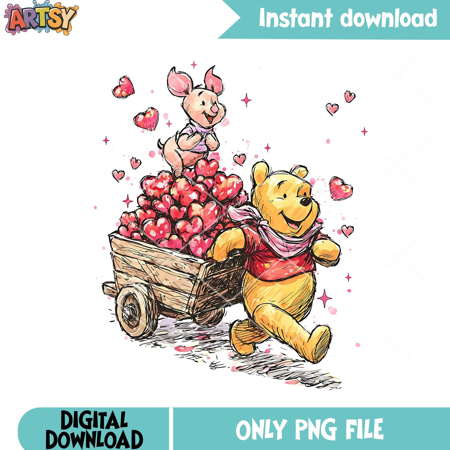 Valentine pooh png,love 2026 valentine png, pooh and friends png