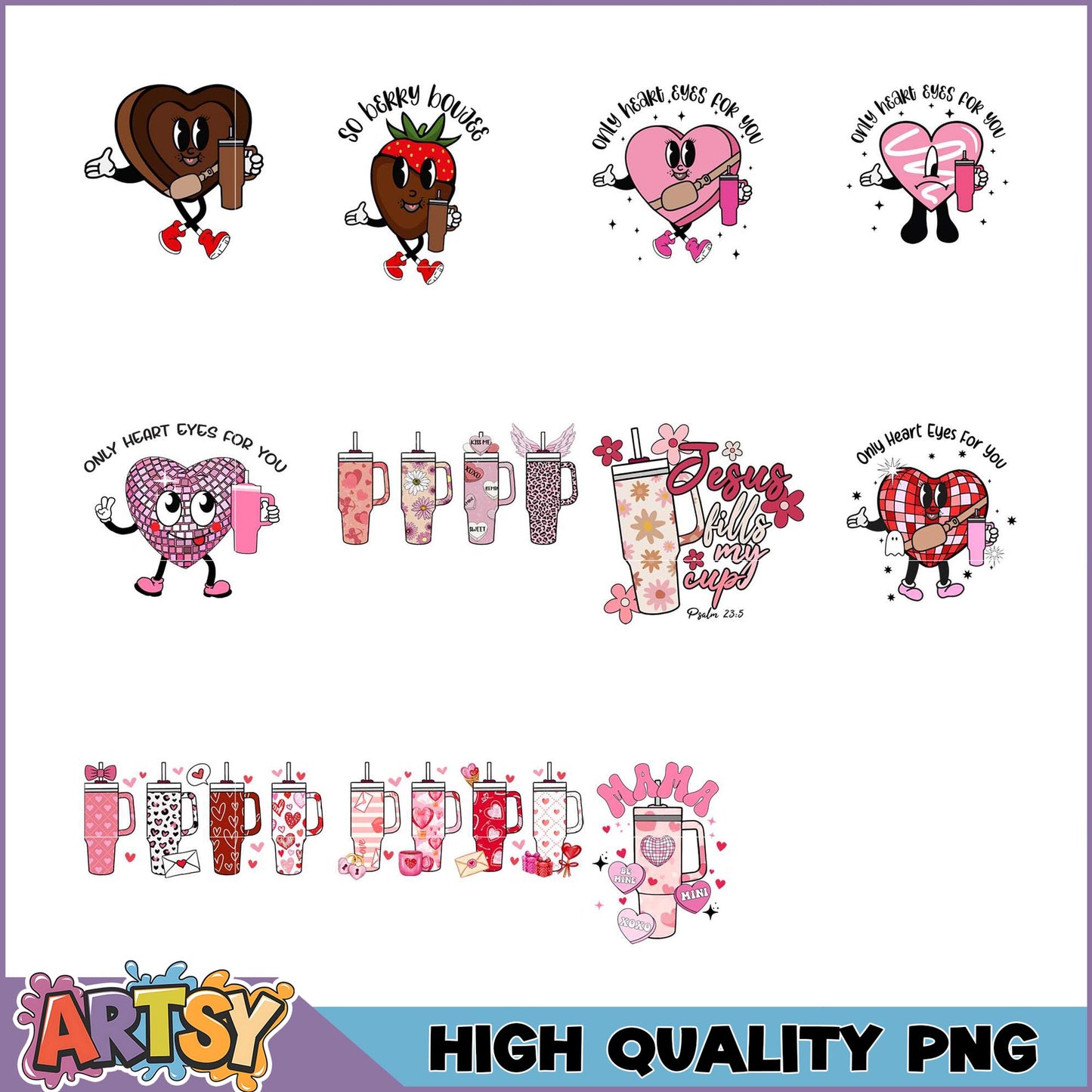 Valentines Day PNG Bundle Cute Heart Designs