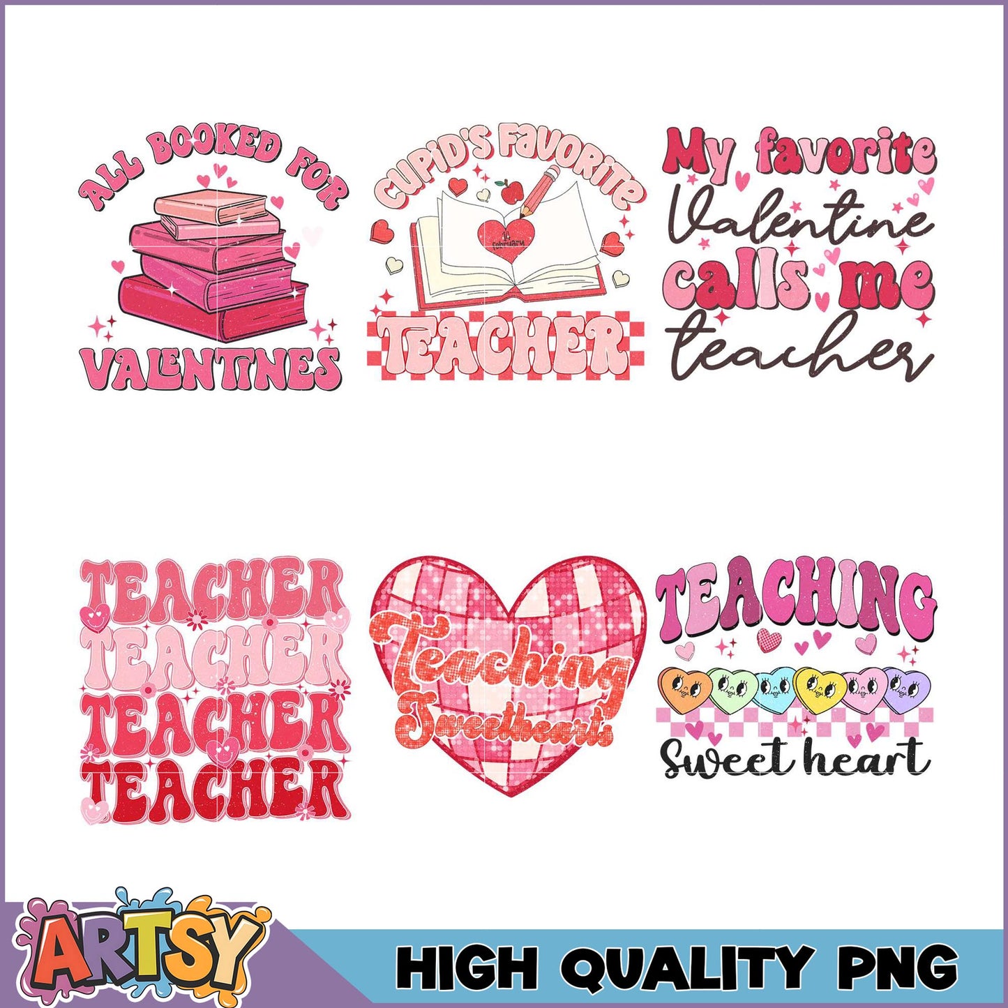 Valentines Teacher PNG Bundle High Quality Designs