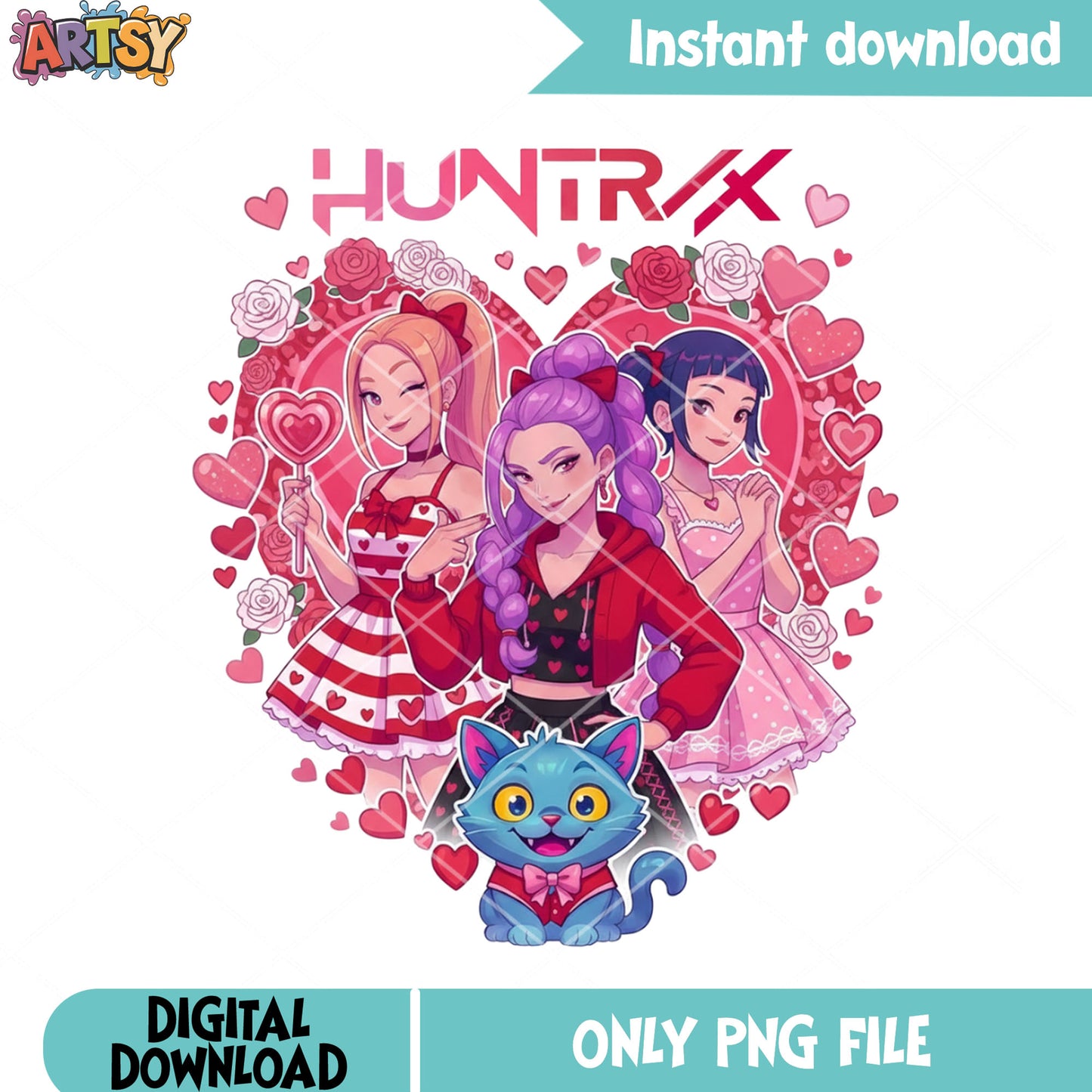 Valentines gifts huntrix girls png, derpy tiger png, valentines gifts png