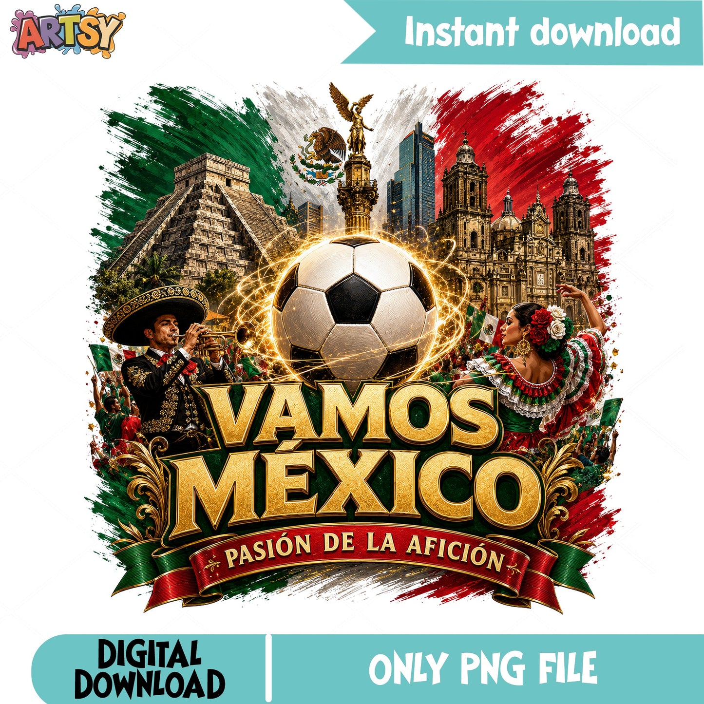 Vamos Mexico Soccer PNG, Mexico Football Shirt PNG, Mariachi PNG