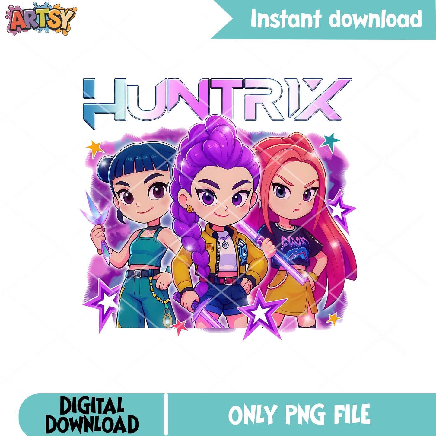 Vibrant baby huntrix file png, huntrix girl png, huntrix band png