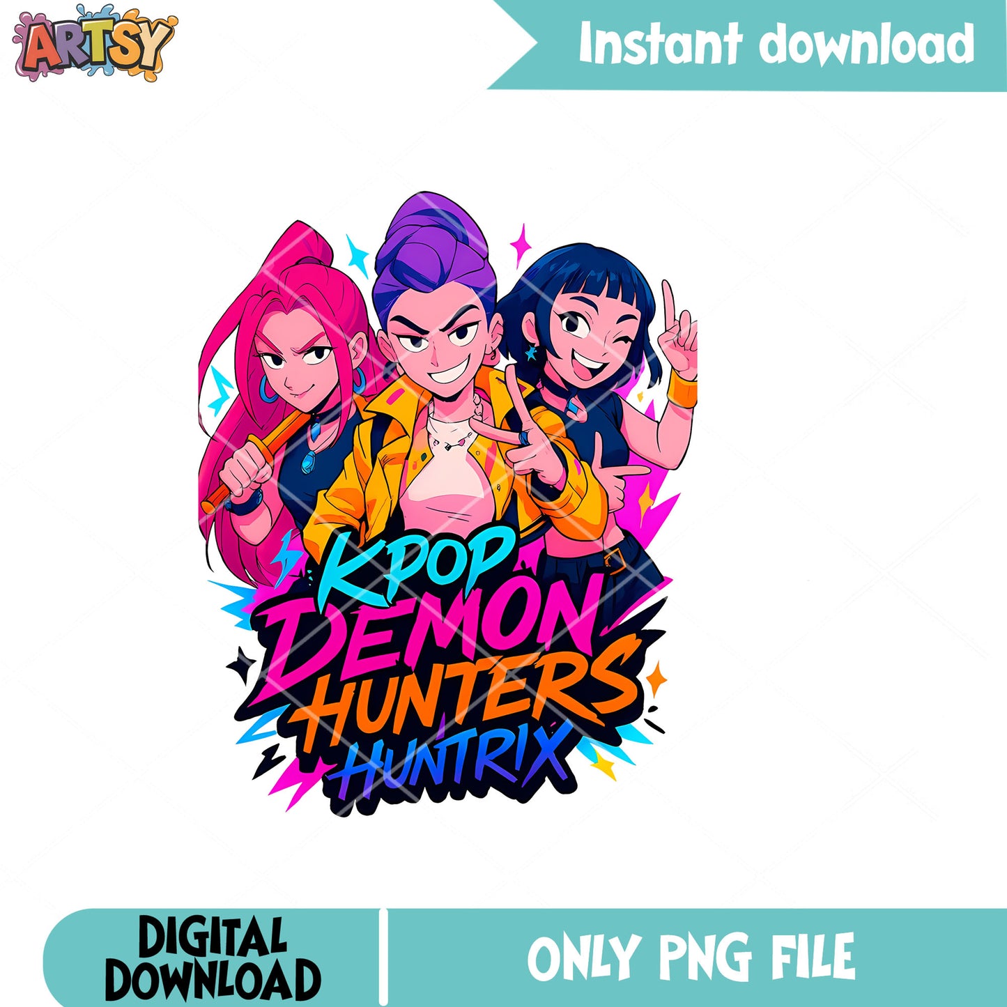 Vibrant band huntrix png, kpop demon hunters png, kpop huntrix png