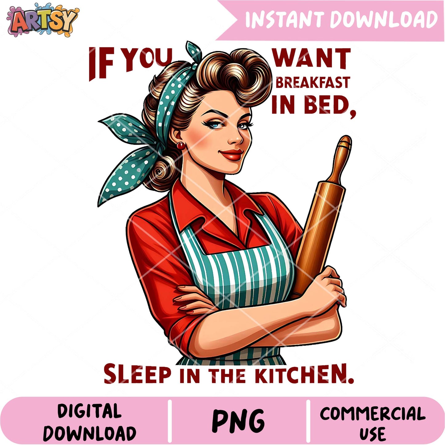 Vintage Kitchen PNG Breakfast in Bed Design