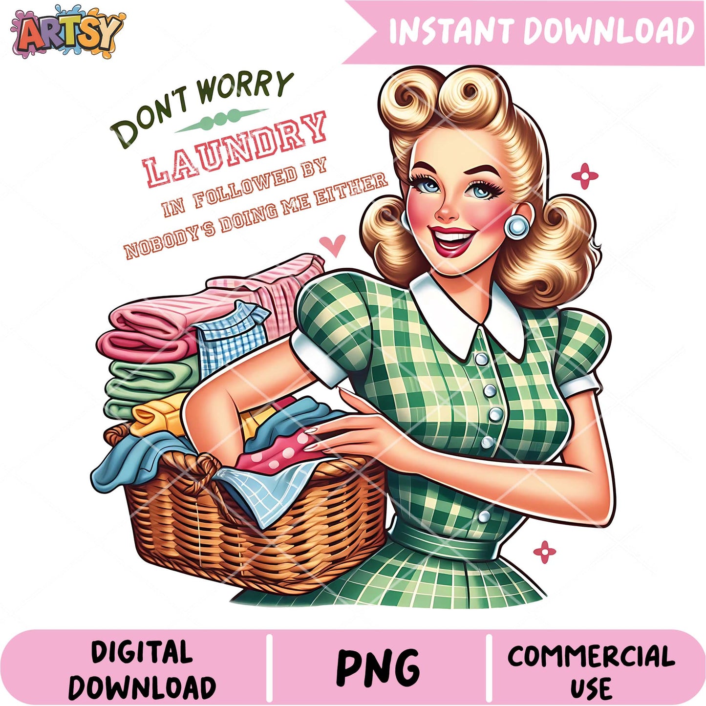 Vintage Laundry PNG Sublimation Design
