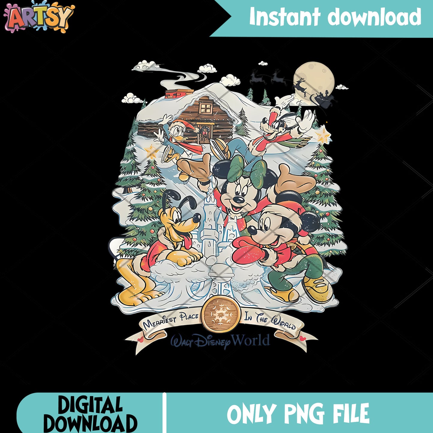 Walt disney world png, mickey and friends png, christmas png