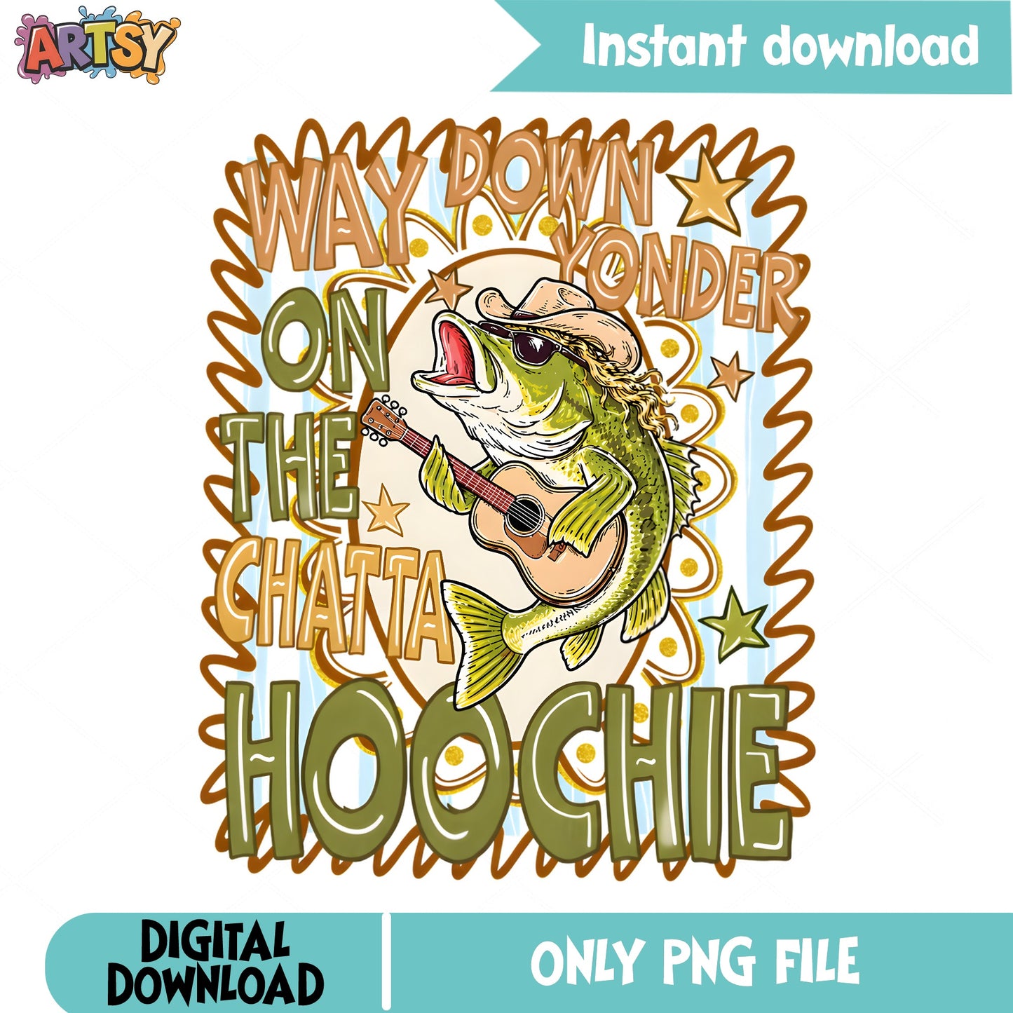 Way Down Yonder On The Chattahoochie PNG, Funny Fish PNG, Country Music PNG
