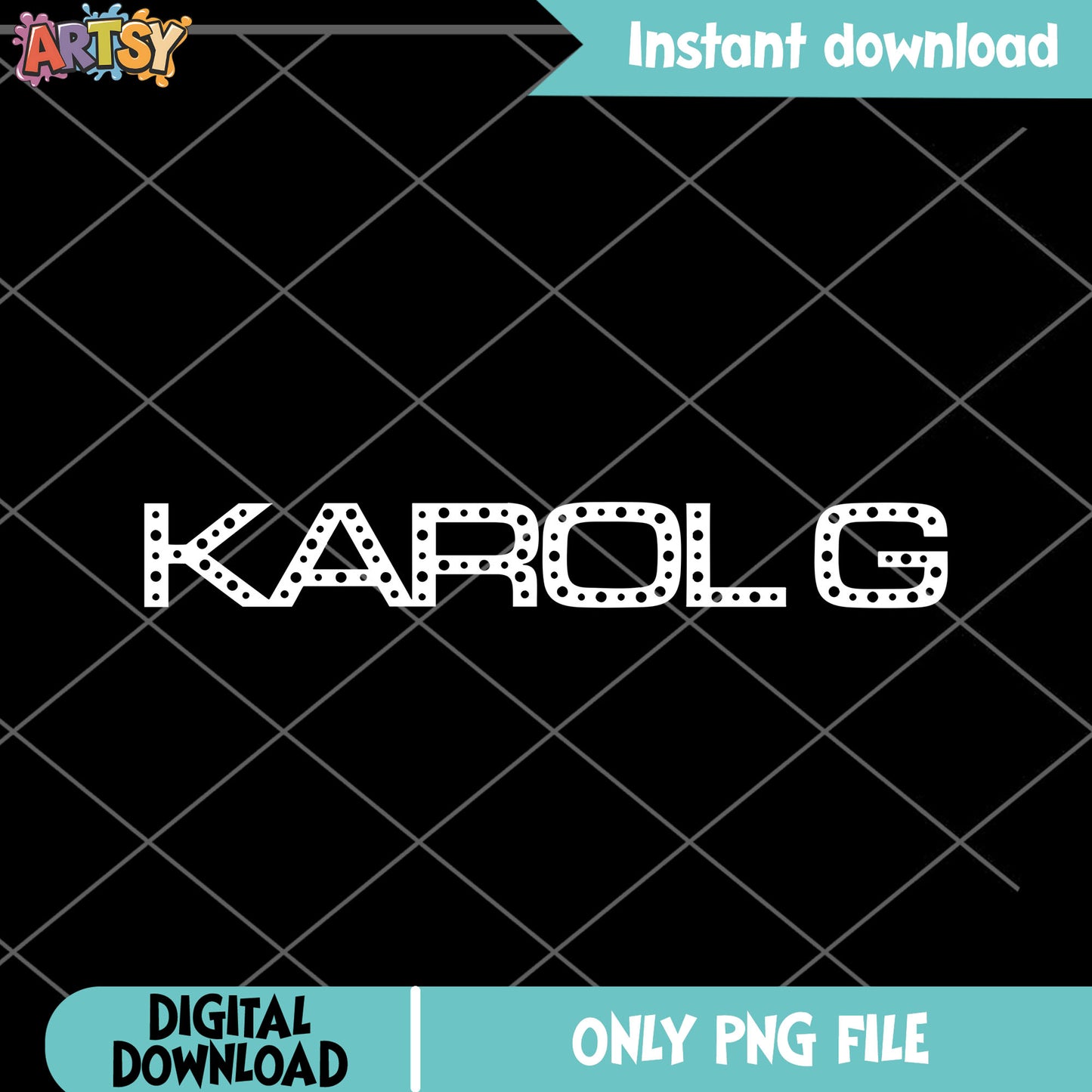 White Karol g logo png, karol g singer png, karol g name png