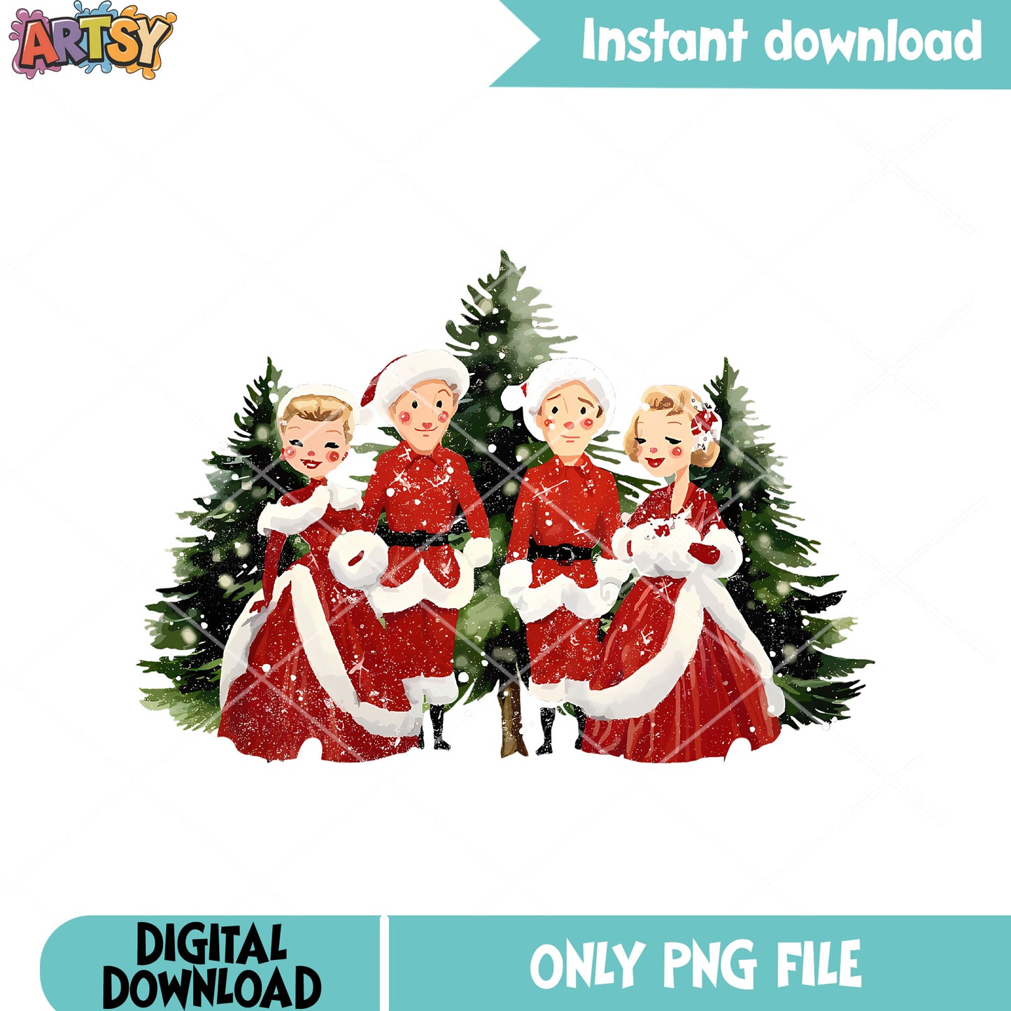 White christmas music show png, santa costume png, merry christmas png