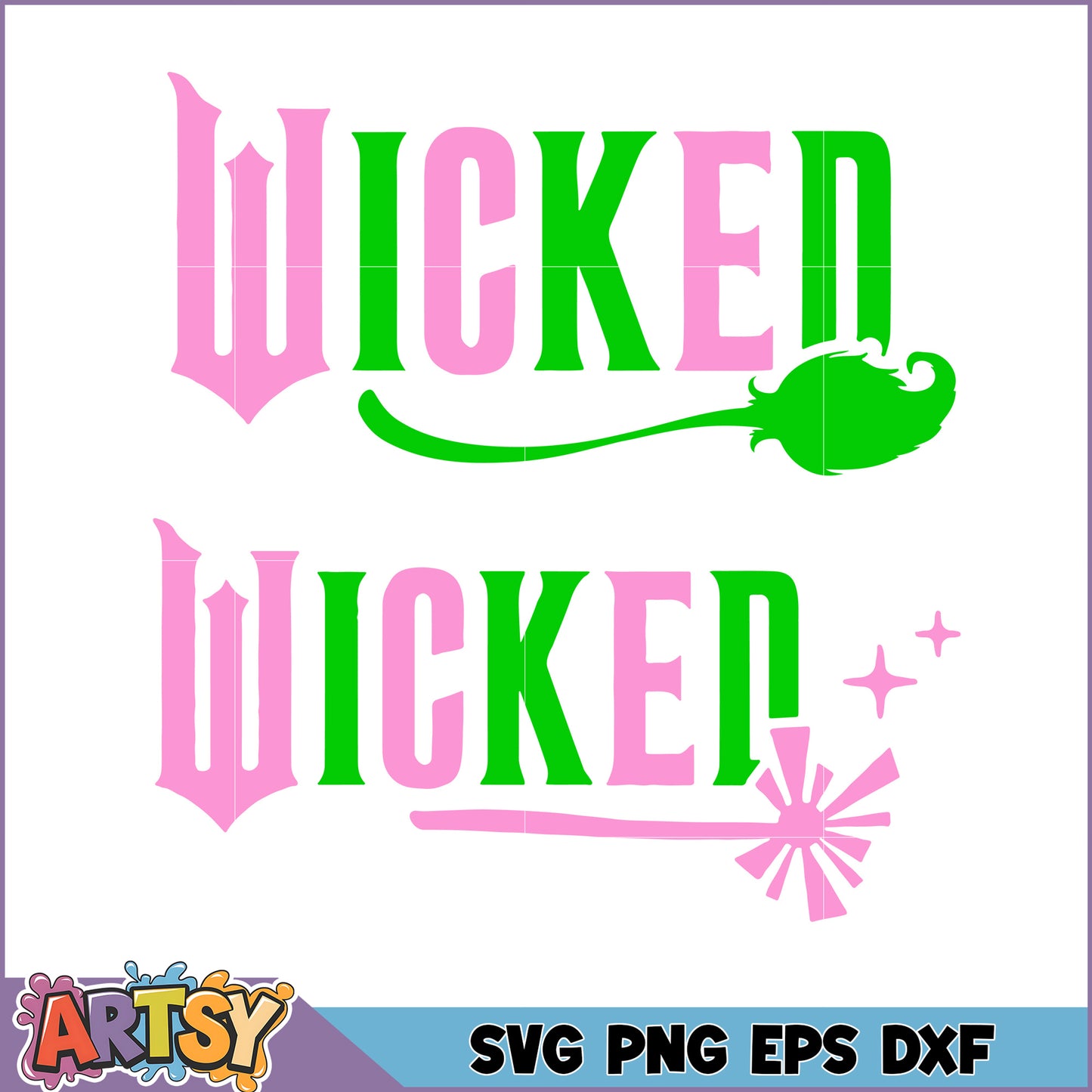 Wicked SVG Cut Files Pink & Green Design