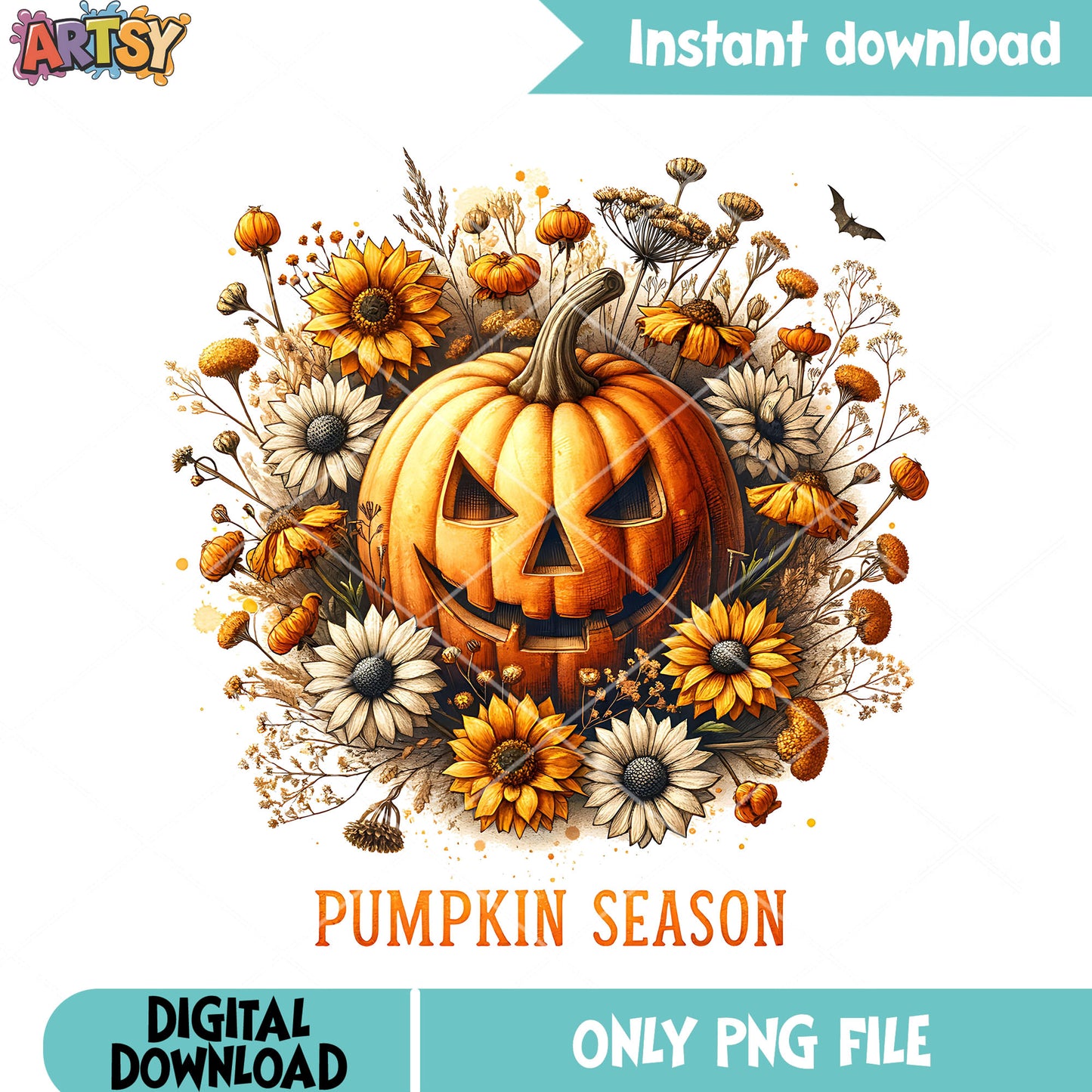 Wicker pumpkin png, garden flower png, halloween scary png