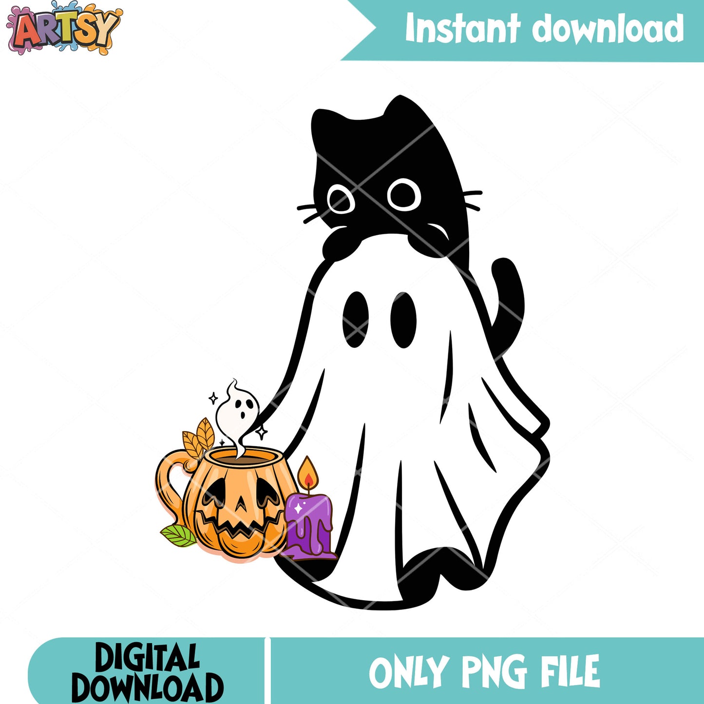 Wicker pupmkin Baby ghost png, black cat png, dc comic halloween png