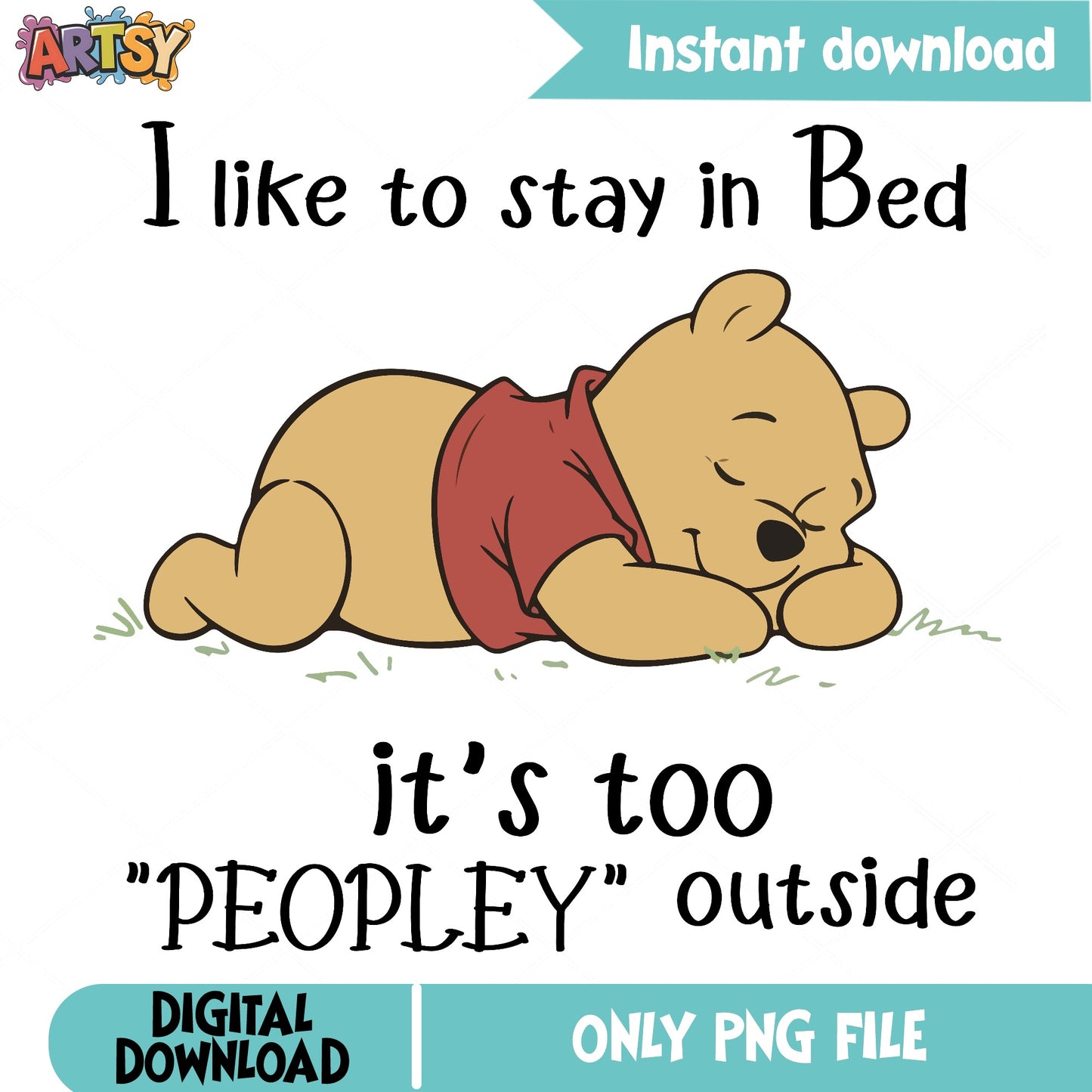 Winnie The Pooh Too Peopley PNG, Funny Pooh Bear PNG, Introvert PNG