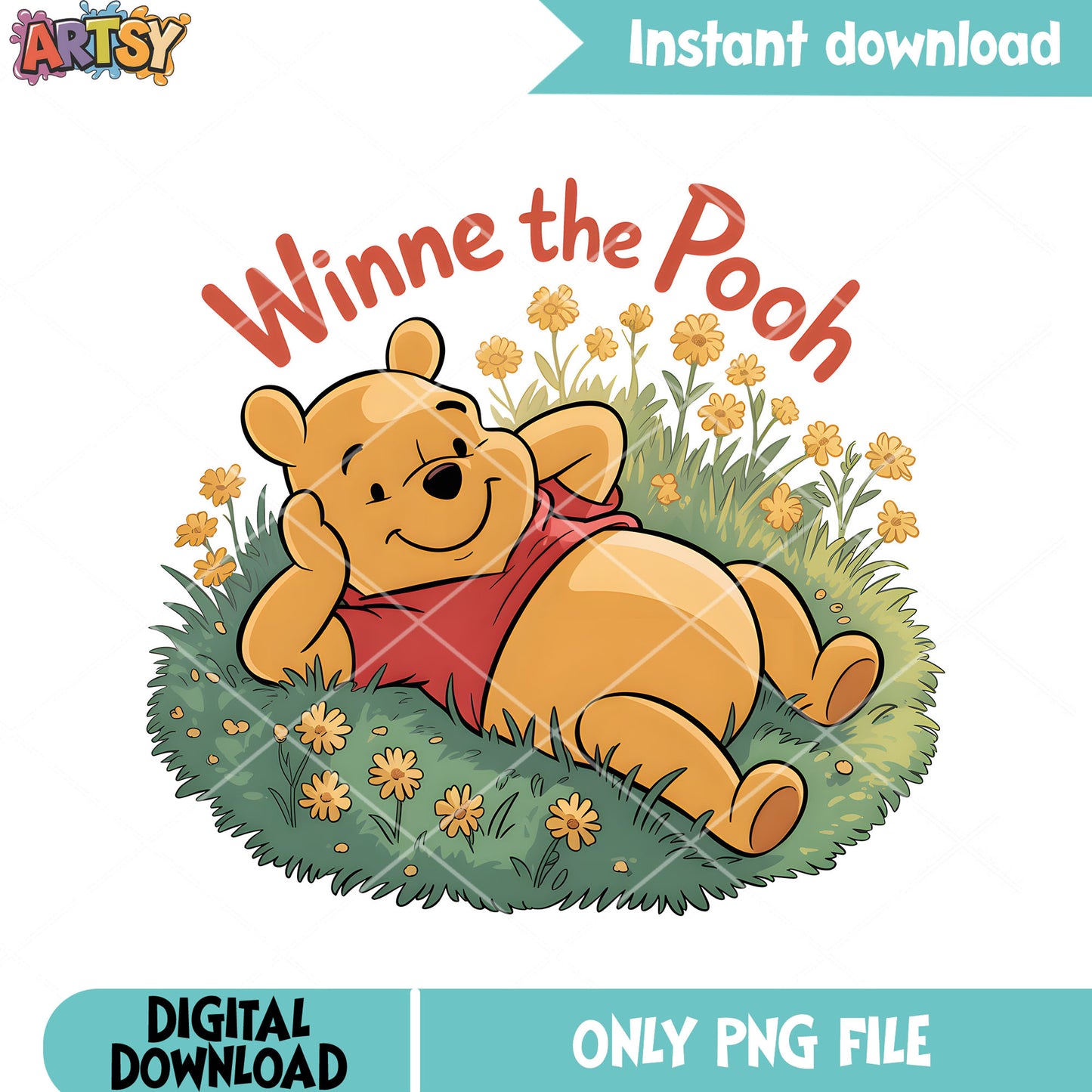 Winnie relax vibes lazy png, disney poster png, winnie the pooh png