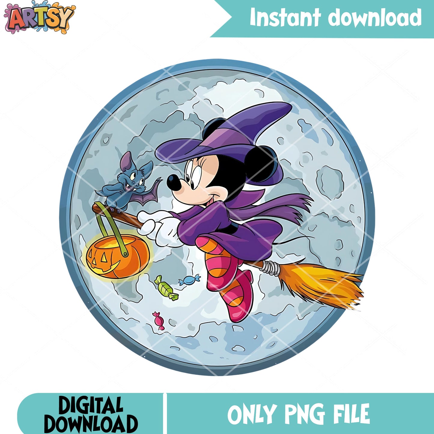 Winnie ride broom png, witches costume png, halloween scary png