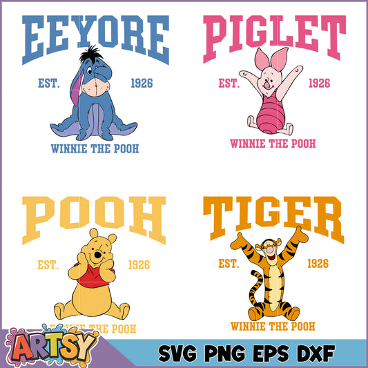Winnie the Pooh Character SVG Bundle Eeyore Piglet Pooh Tiger