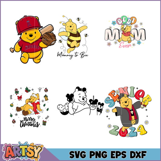 Winnie the Pooh SVG Bundle Mom, Grad, & More