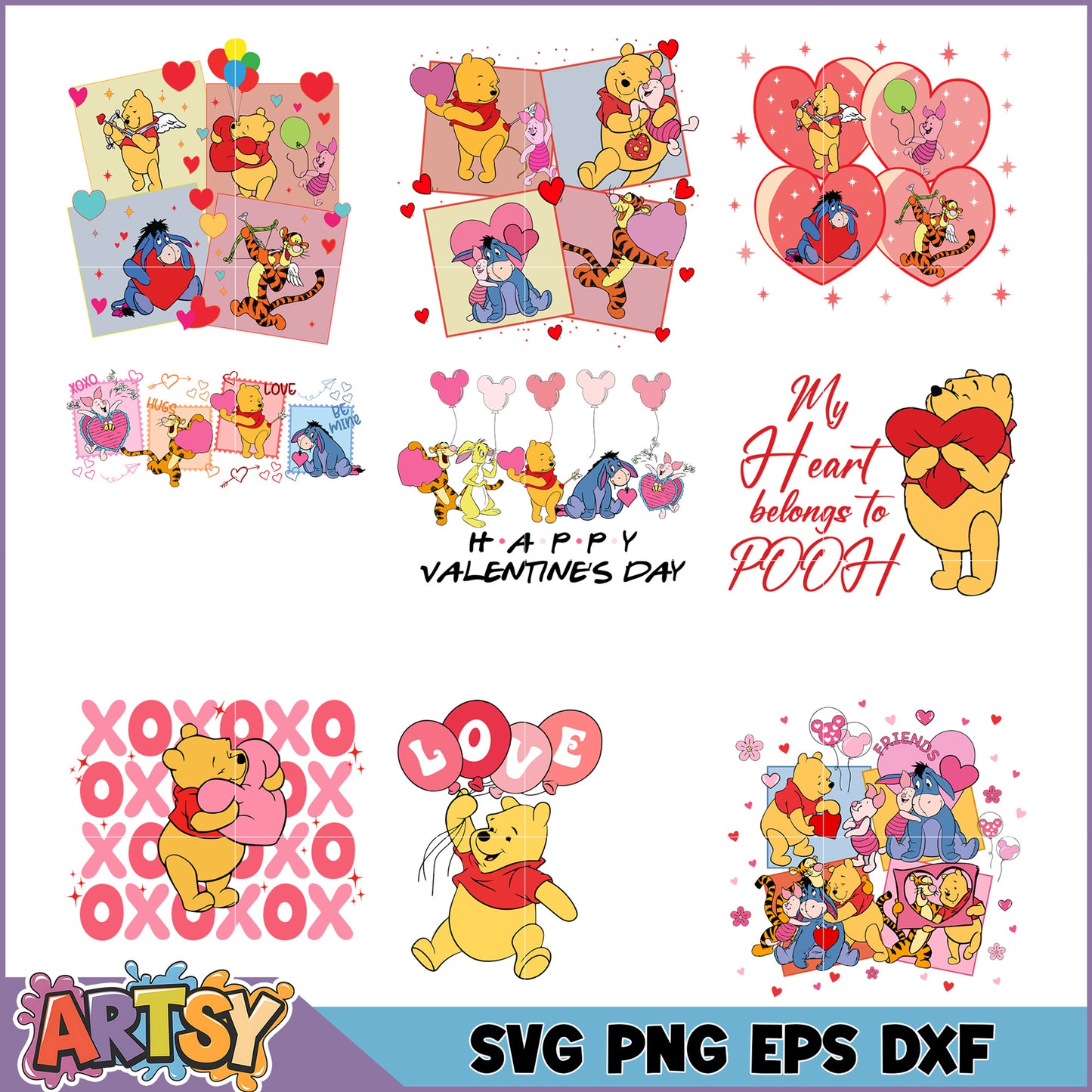Winnie the Pooh Valentine SVG Bundle
