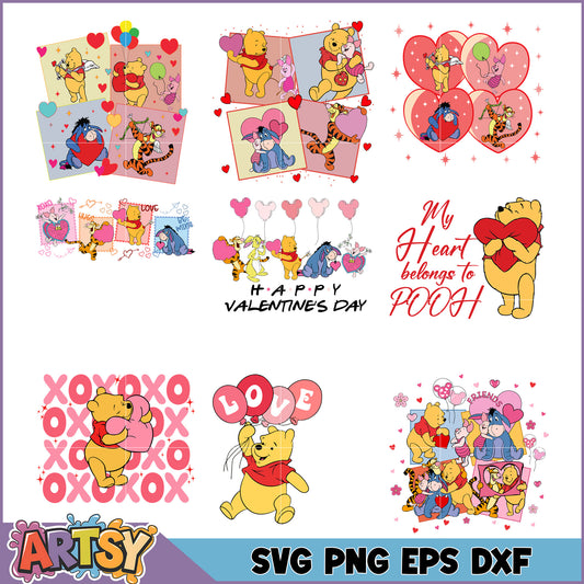 Winnie the Pooh Valentine SVG Bundle