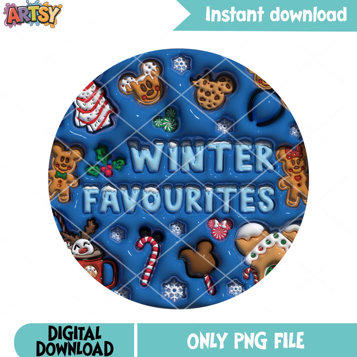Winter favourites christmas png, mickey mouse png, disney png