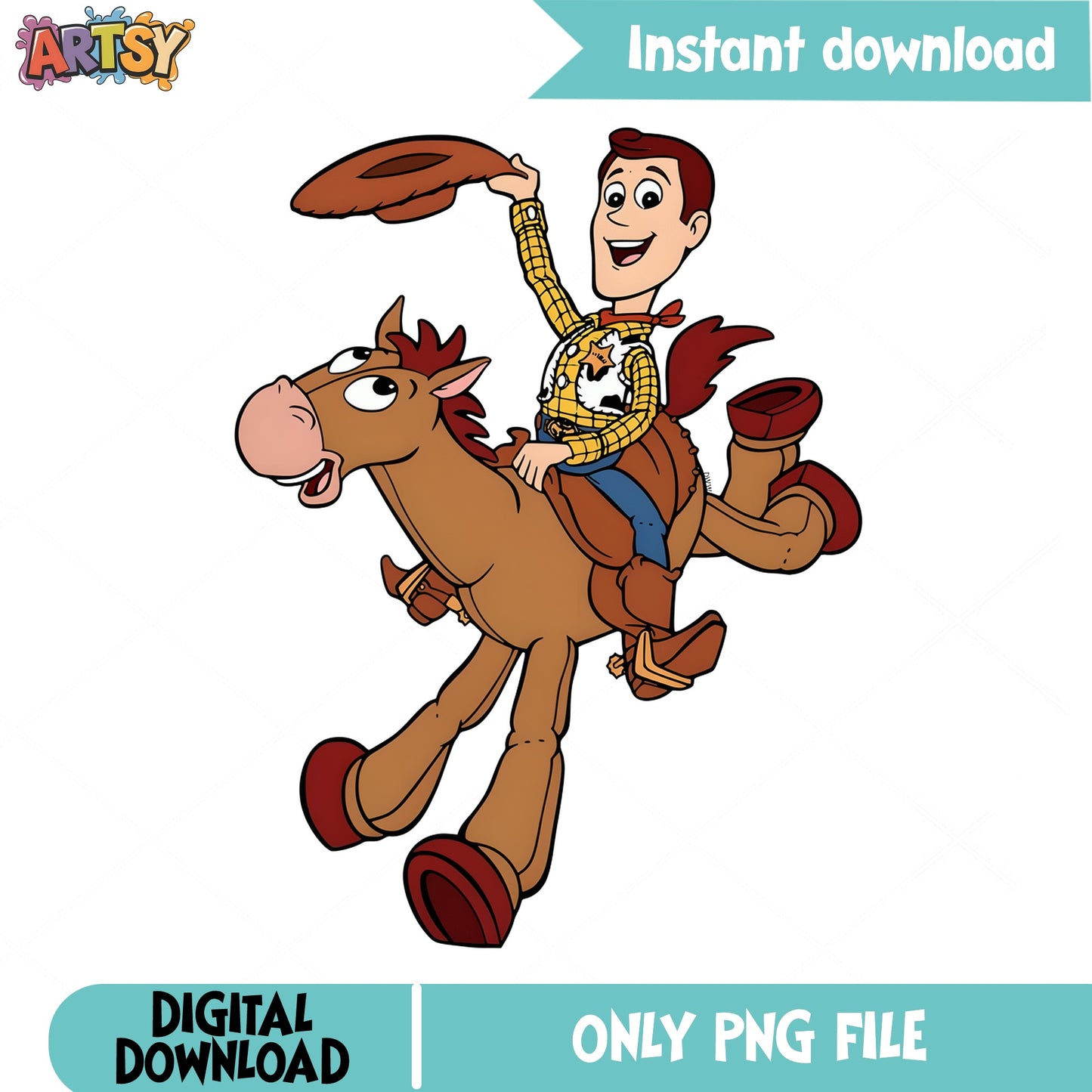 Woody And Bullseye Toy Story PNG, Disney Pixar PNG, Cowboy PNG