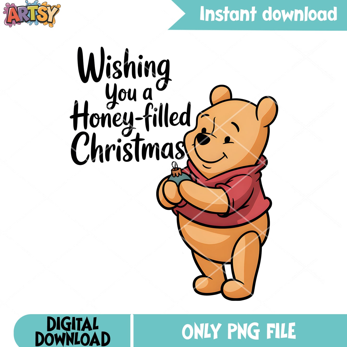 Xma pooh honey filled png, christmas gifts png, pooh bear png