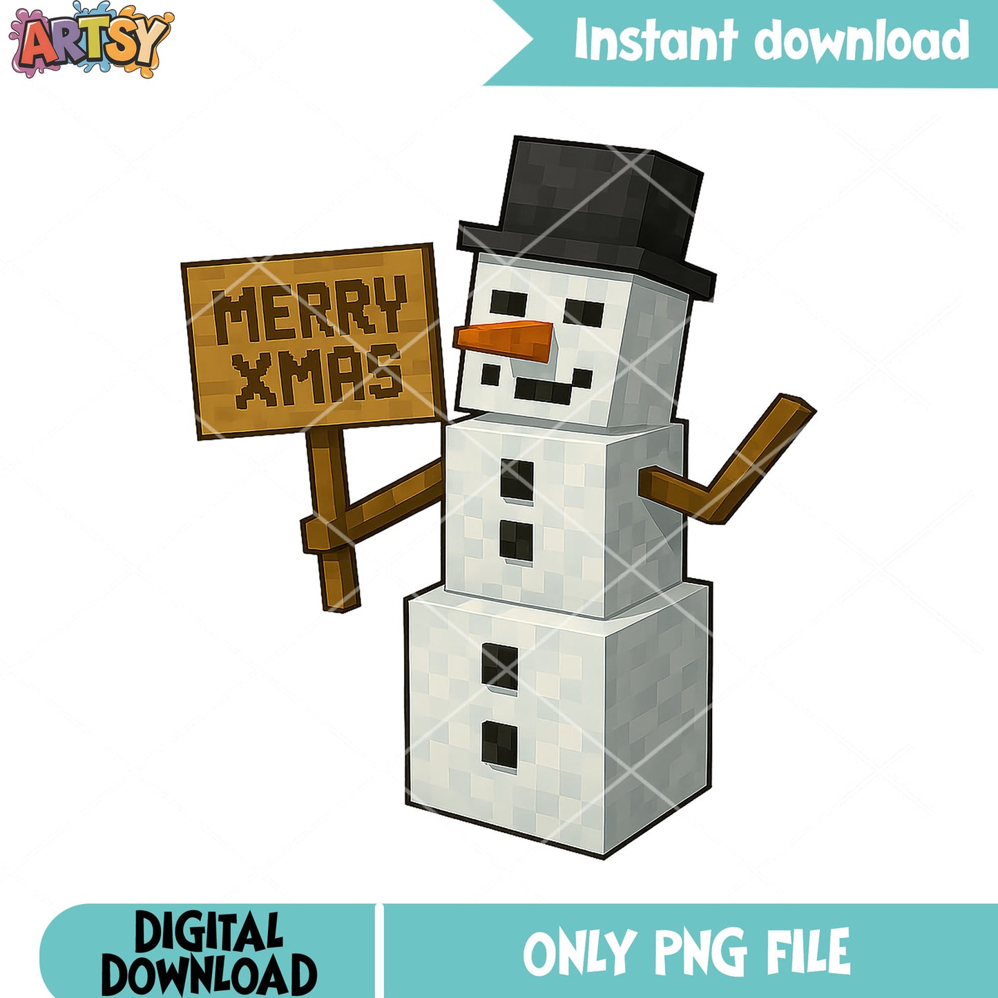 Xmas snowman minecraft png, mojang studio png, merry christmas png