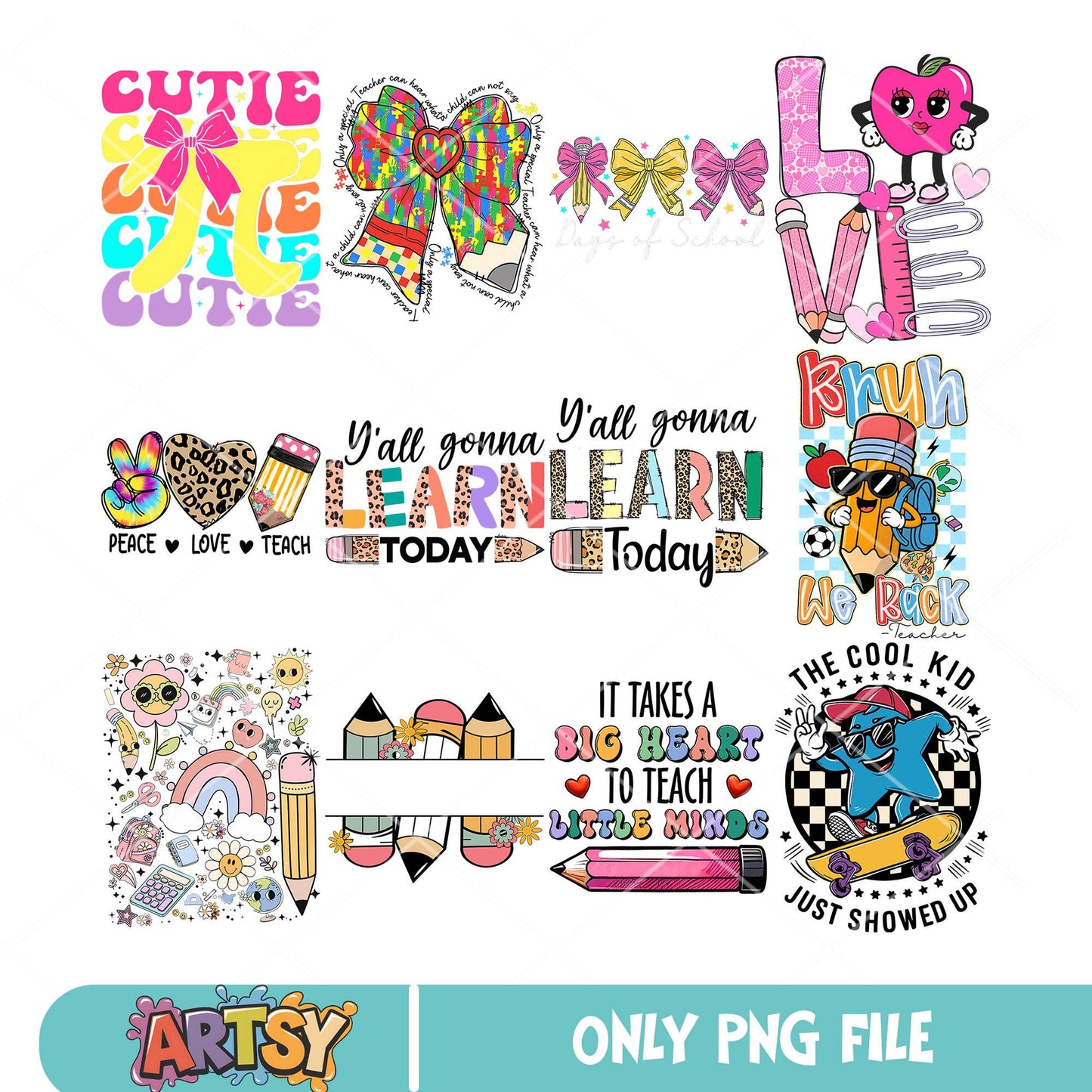 Yall gonna learn png bundle, school quotes png, learn quotes png