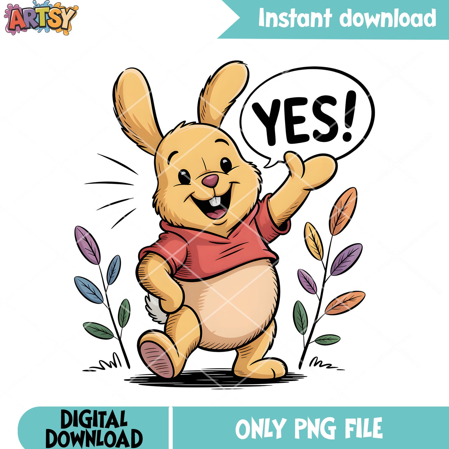 Yes rabbit winnie poster png, disney rabbit png, pooh movies png
