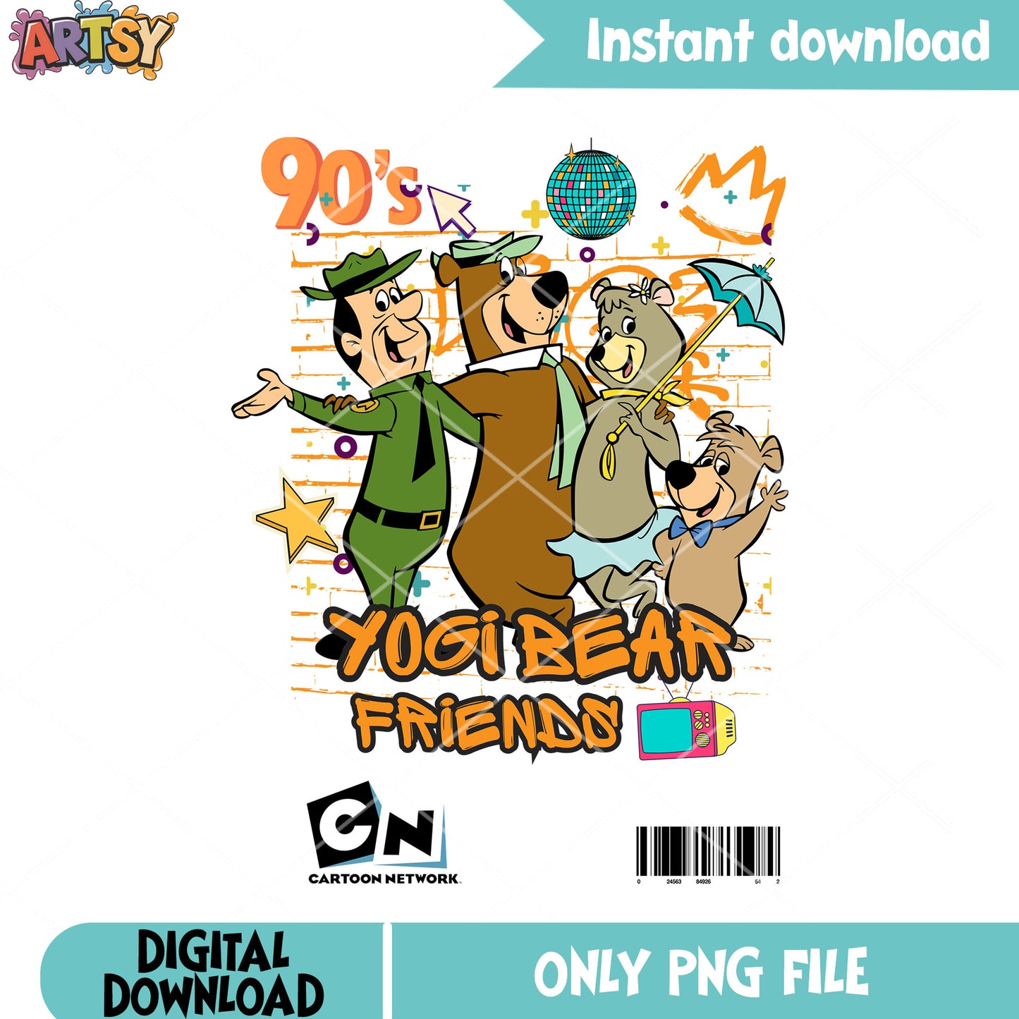 Yogi Bear Friends png, 90s vibes png, cartoon network png