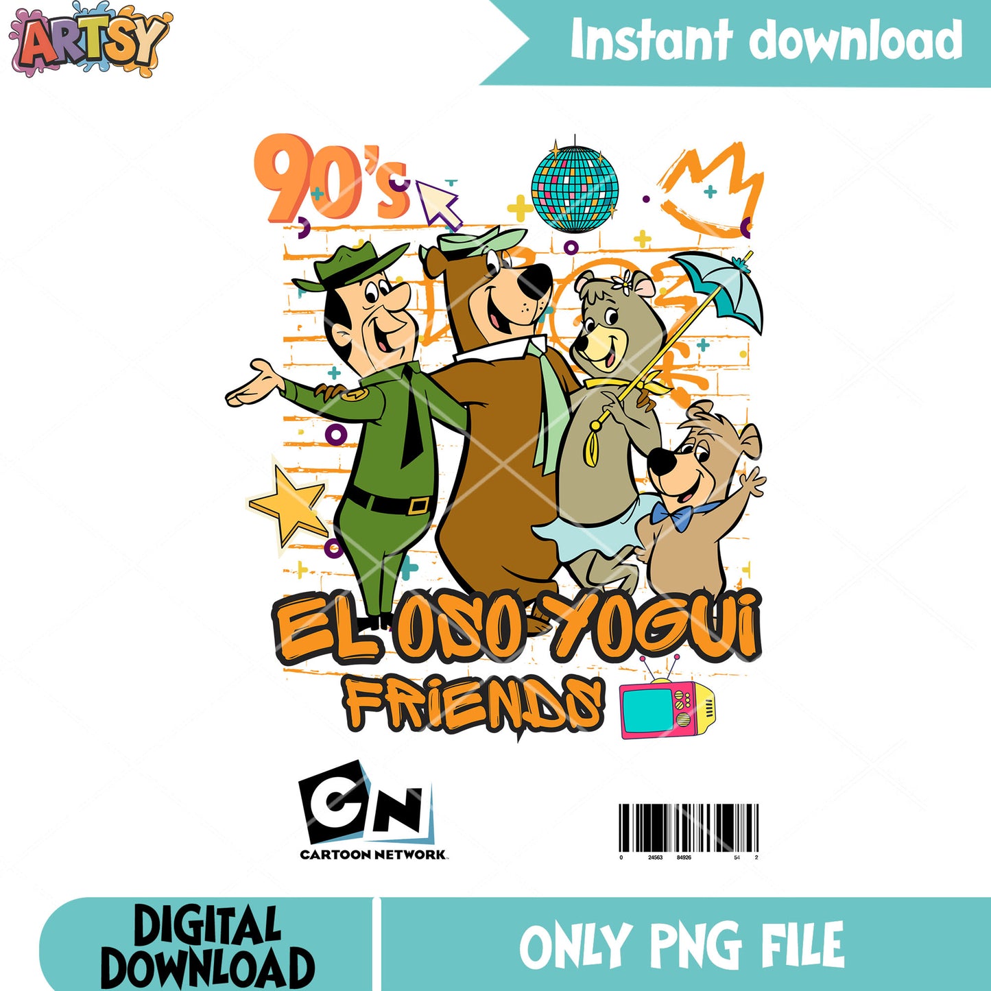 Yogi Bear png, Yogi and friends png, Retro cartoon png