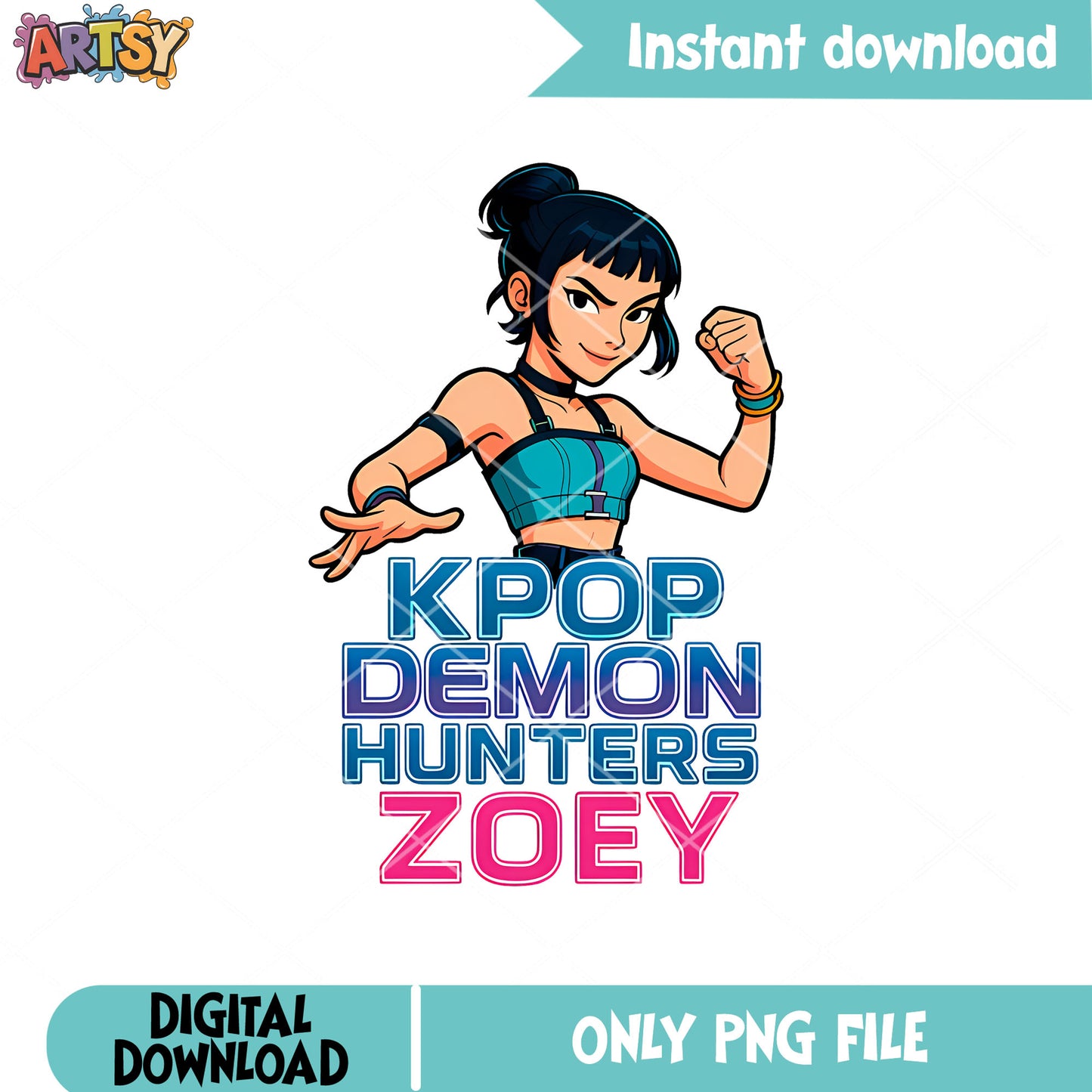 Zoey huntrix netflix png, zoey kpop png, huntrix logo png