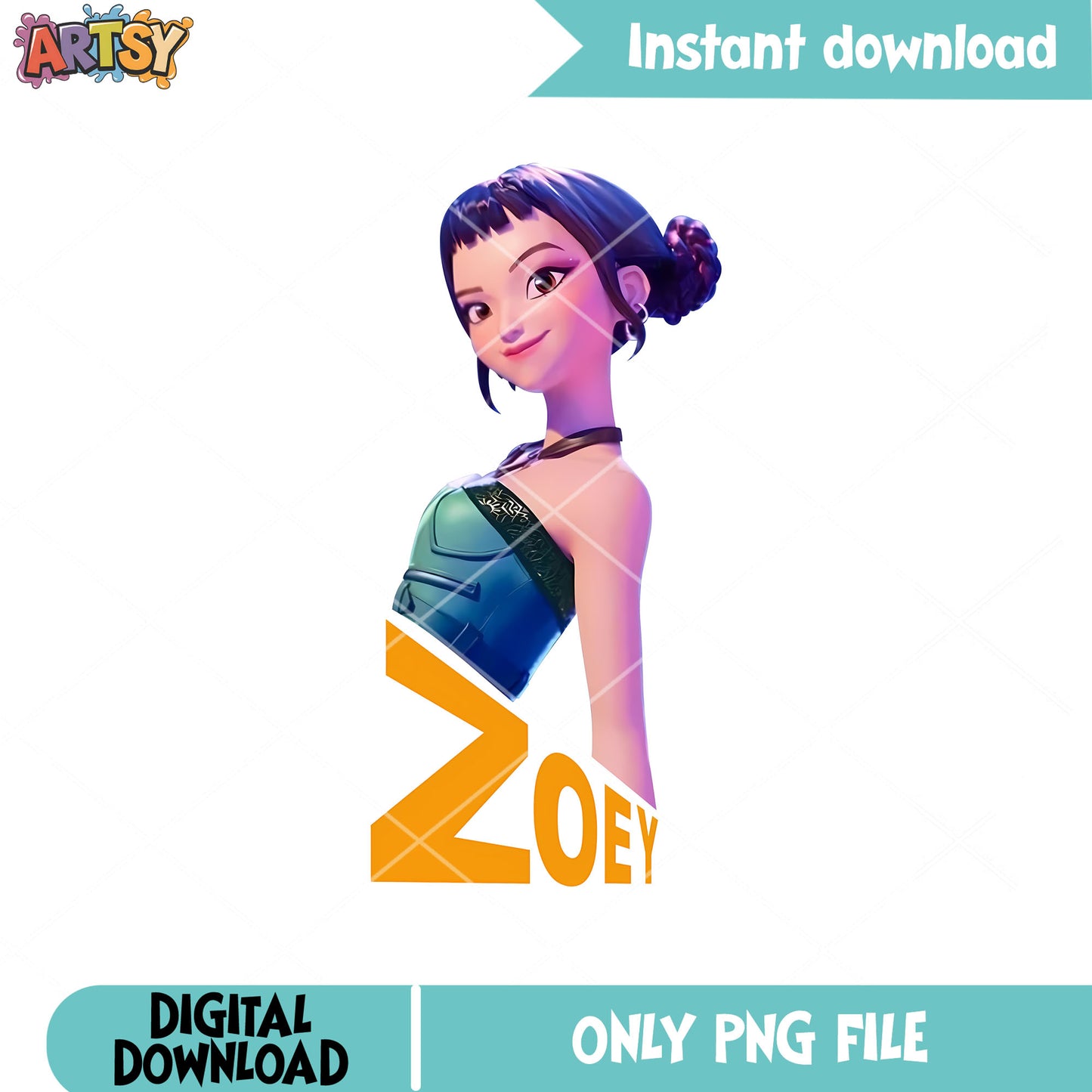 Zoey sweetheart girl png, zoey kpop png, huntrix member png