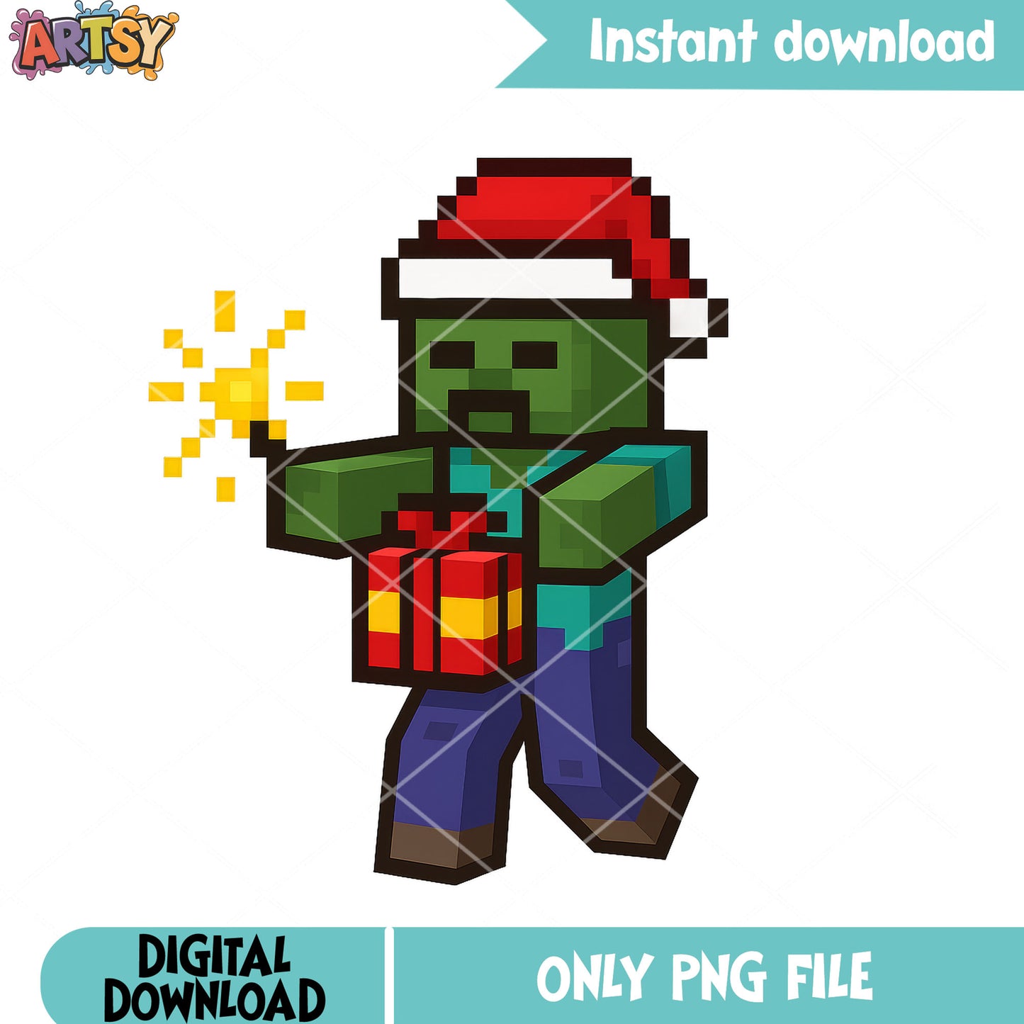 Zombie explode gifts png, merry christmas png, mojang studio png