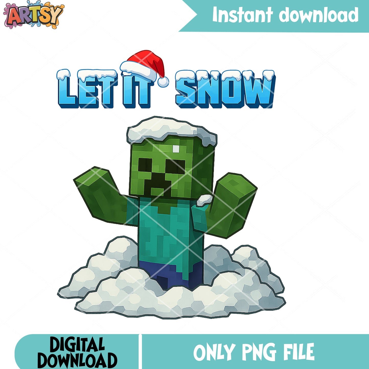 Zombie love snow santa hat png, zombie png, minecraft png