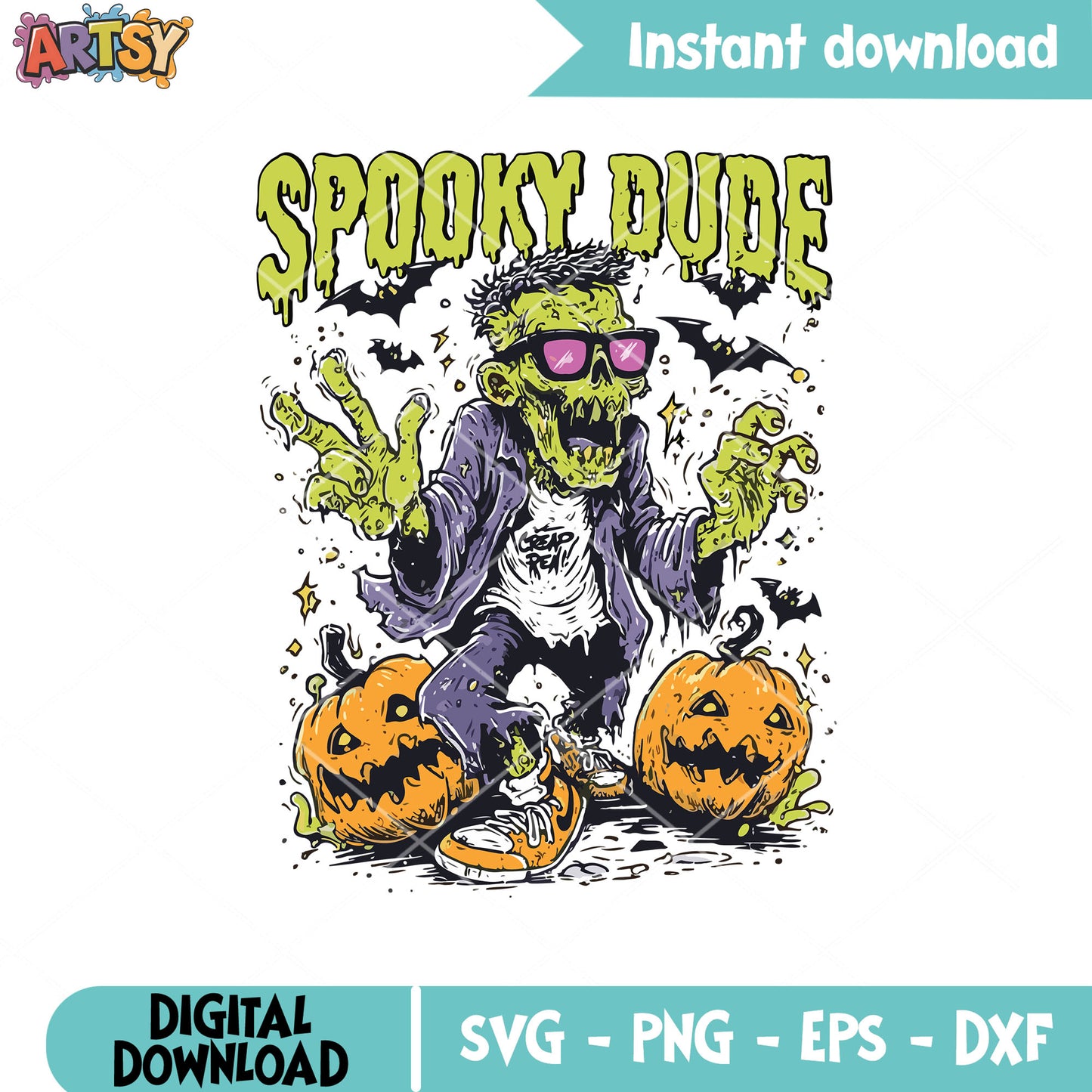 Zombie pumpkin spooky svg, zombie halloween svg, spooky zombie svg