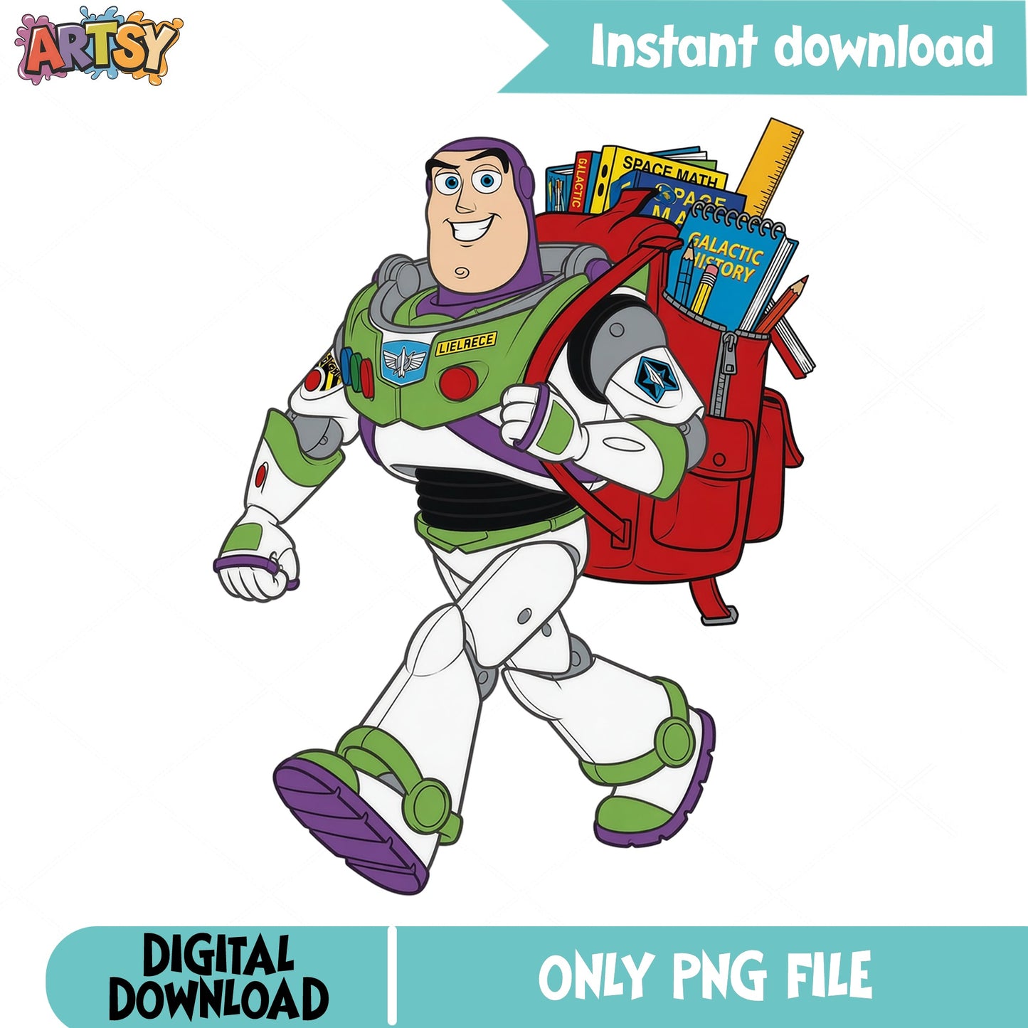 Buzz Lightyear Back To School PNG, Toy Story PNG, Disney PNG