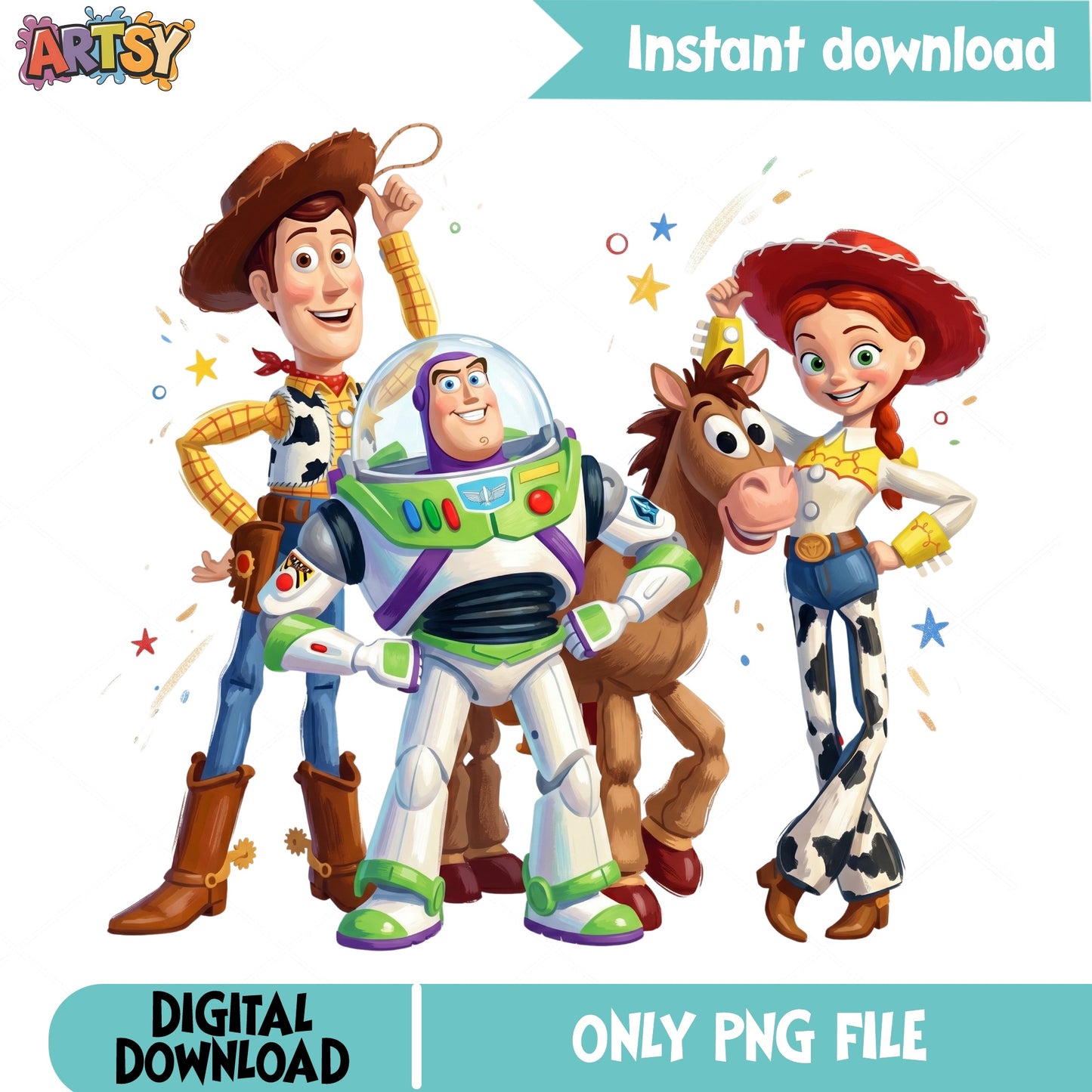 Toy Story Characters PNG, Woody Buzz Lightyear Jessie PNG, Disney PNG