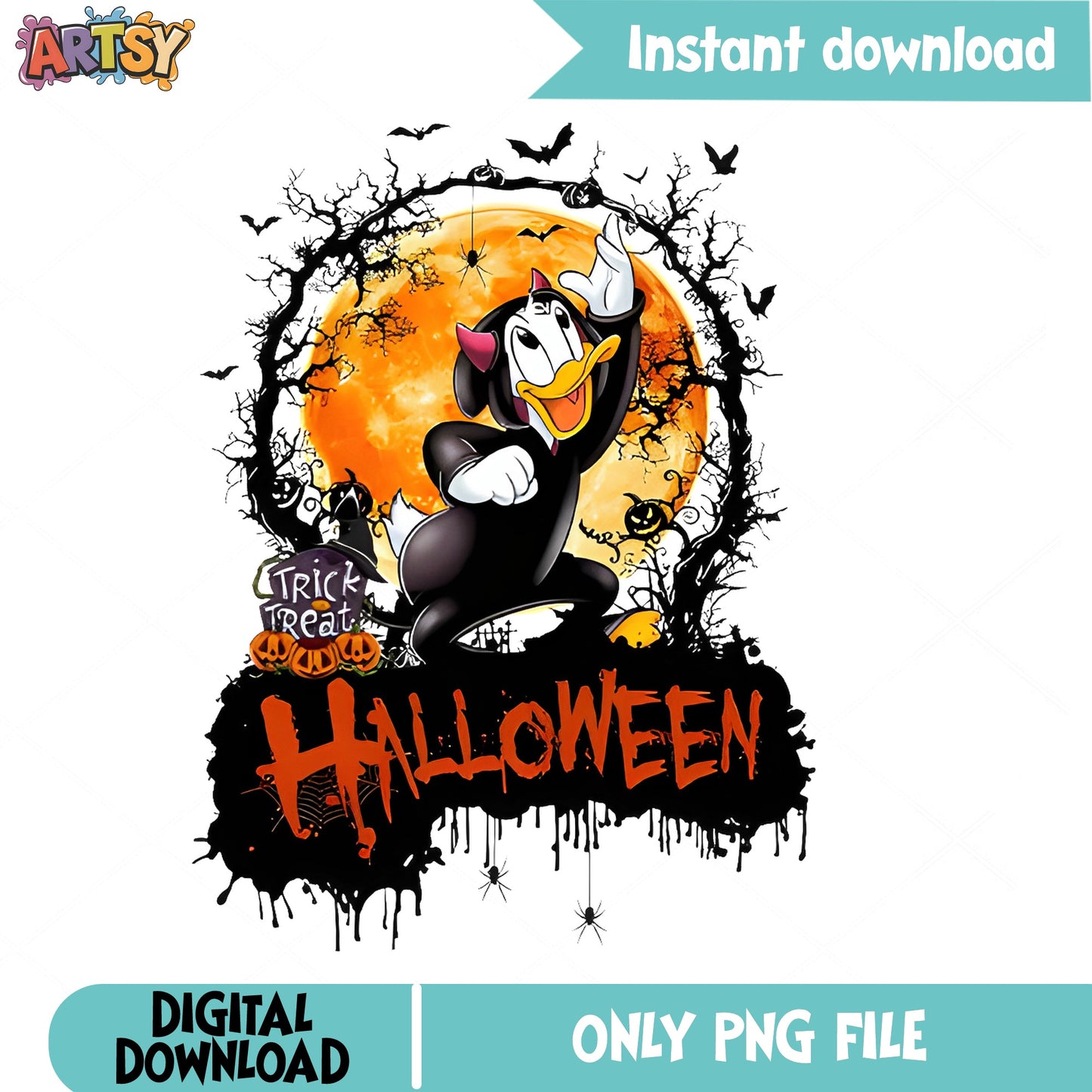 Donald Duck Halloween PNG, Trick Or Treat Disney PNG, Spooky PNG