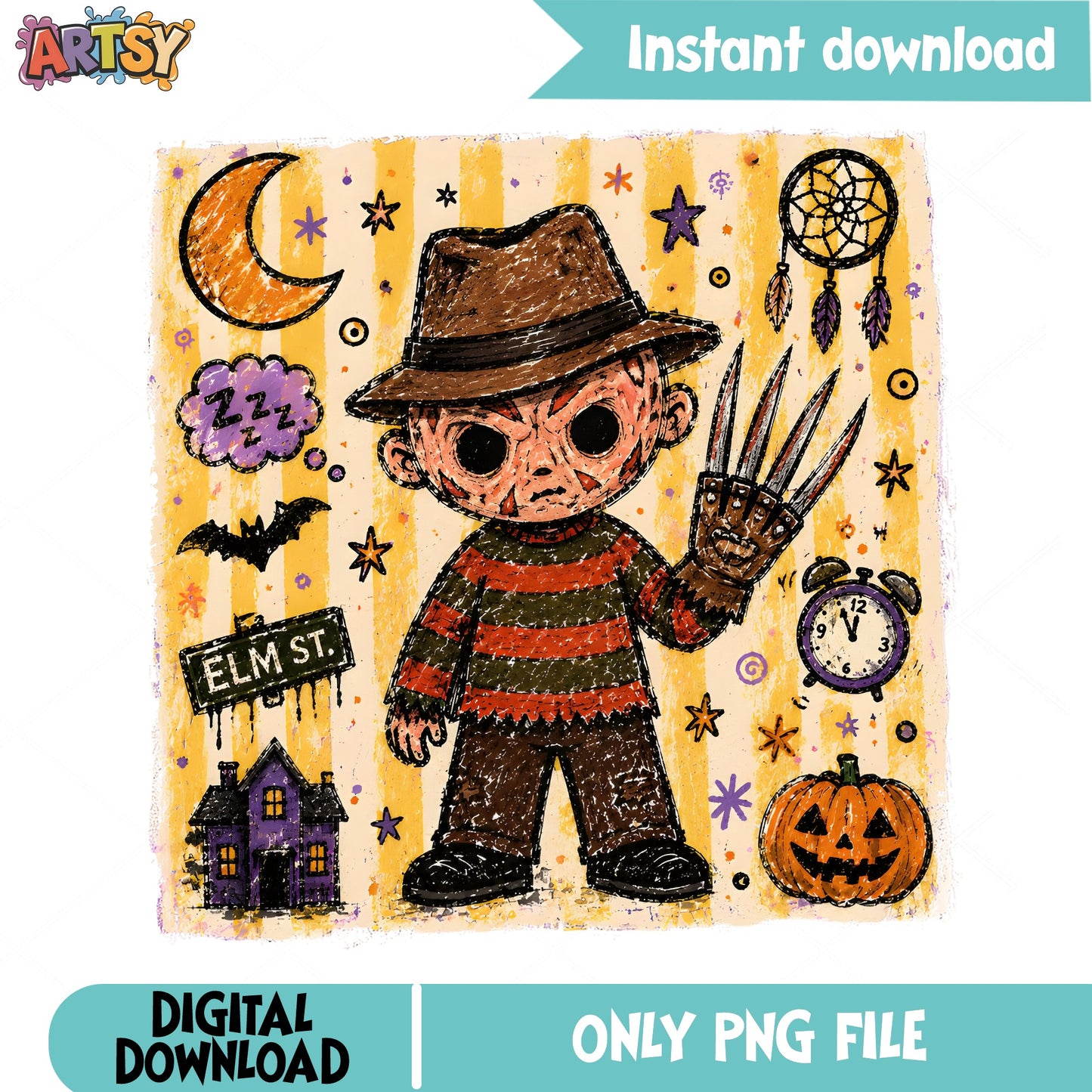 Freddy Krueger Halloween PNG, Nightmare On Elm Street PNG, Horror PNG