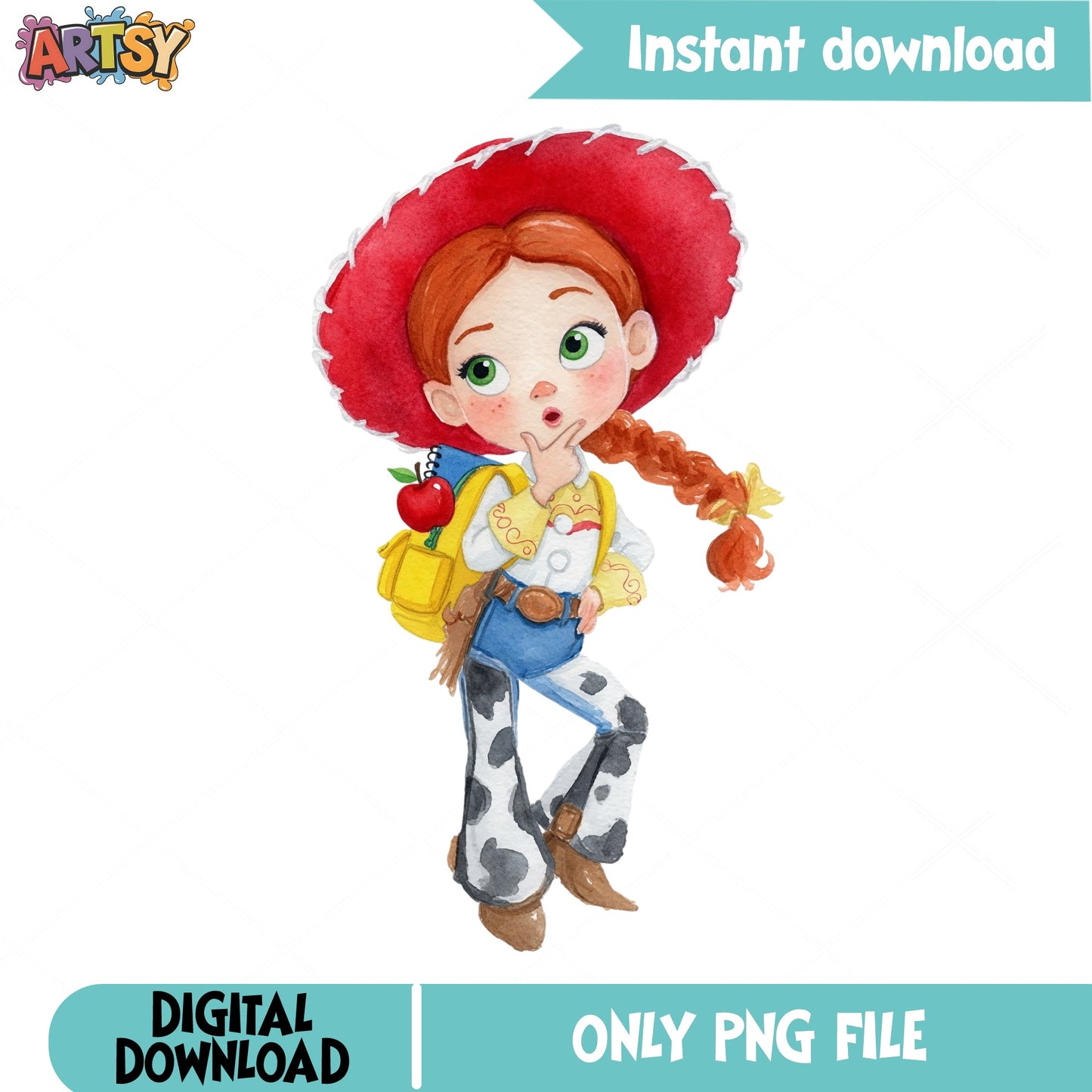 Jessie Toy Story Back To School PNG, Disney PNG, Cowgirl PNG