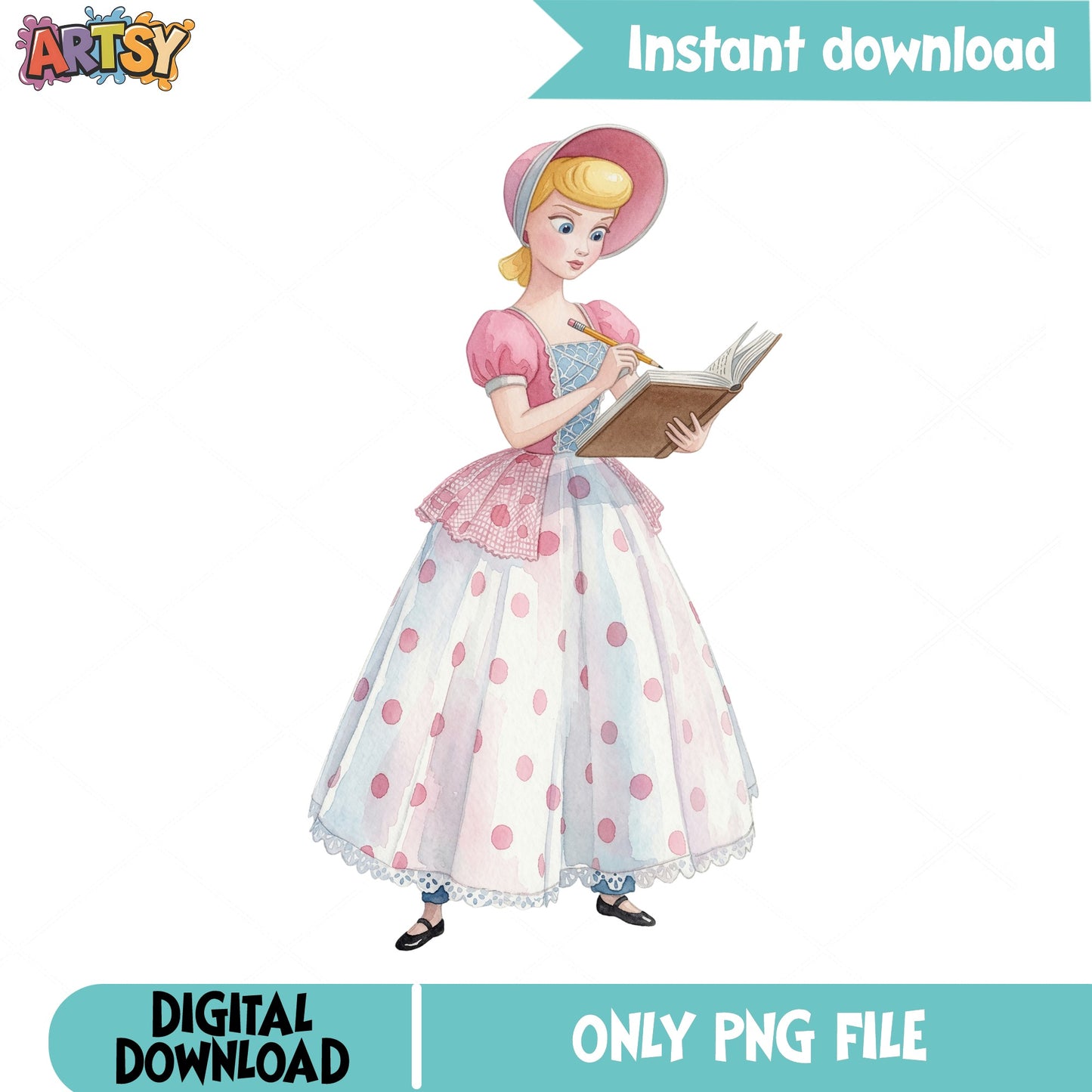 Bo Peep Toy Story PNG, Disney Pixar Clipart PNG, Watercolor PNG