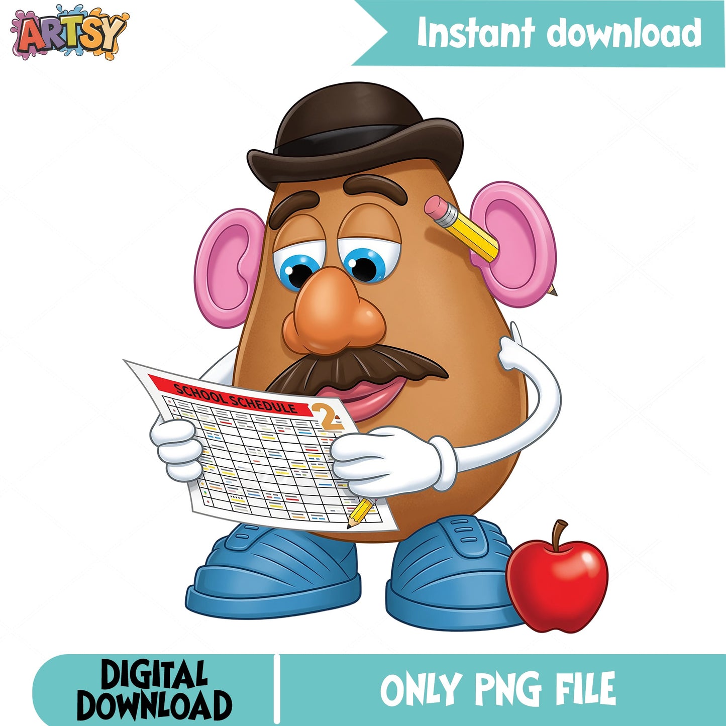 Mr Potato Head Back To School PNG, Toy Story PNG, Teacher PNG