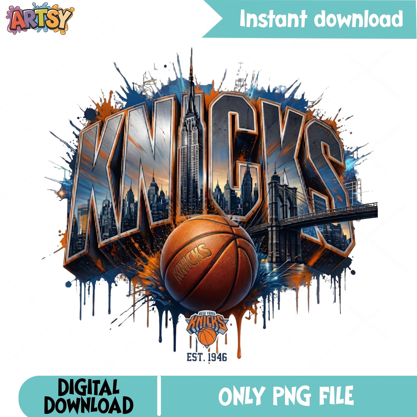 New York Knicks PNG, Basketball Team Shirt Design, NBA PNG