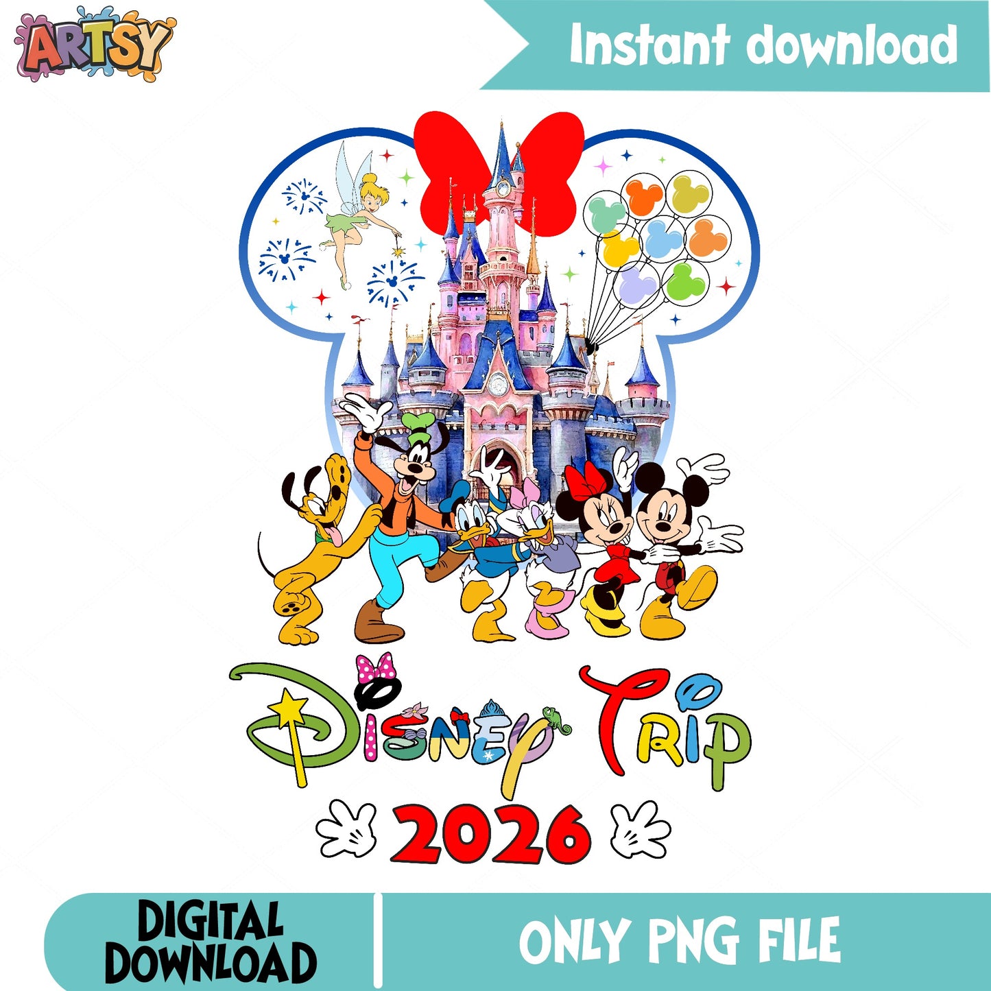 Disney Trip 2026 PNG, Mickey And Friends Castle PNG, Family Vacation PNG
