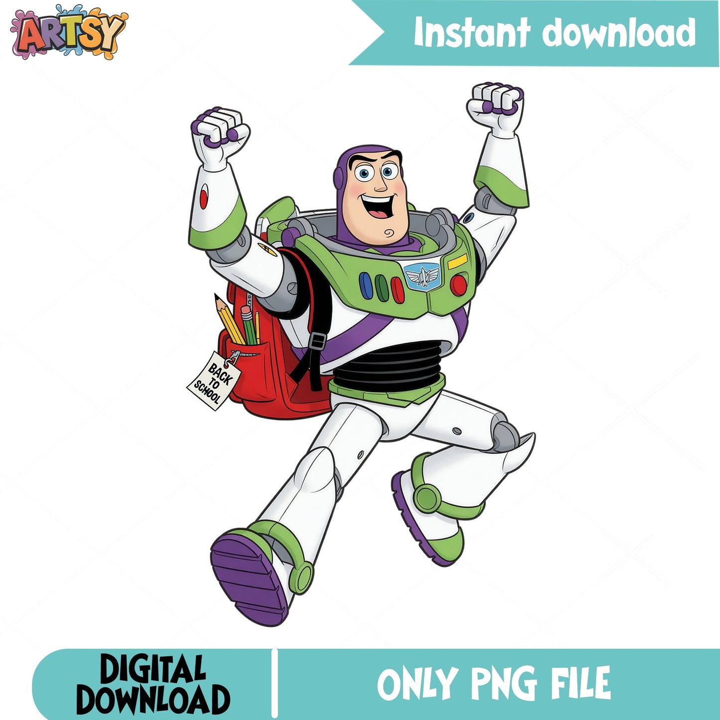 Buzz Lightyear Back To School PNG, Toy Story PNG, Disney PNG