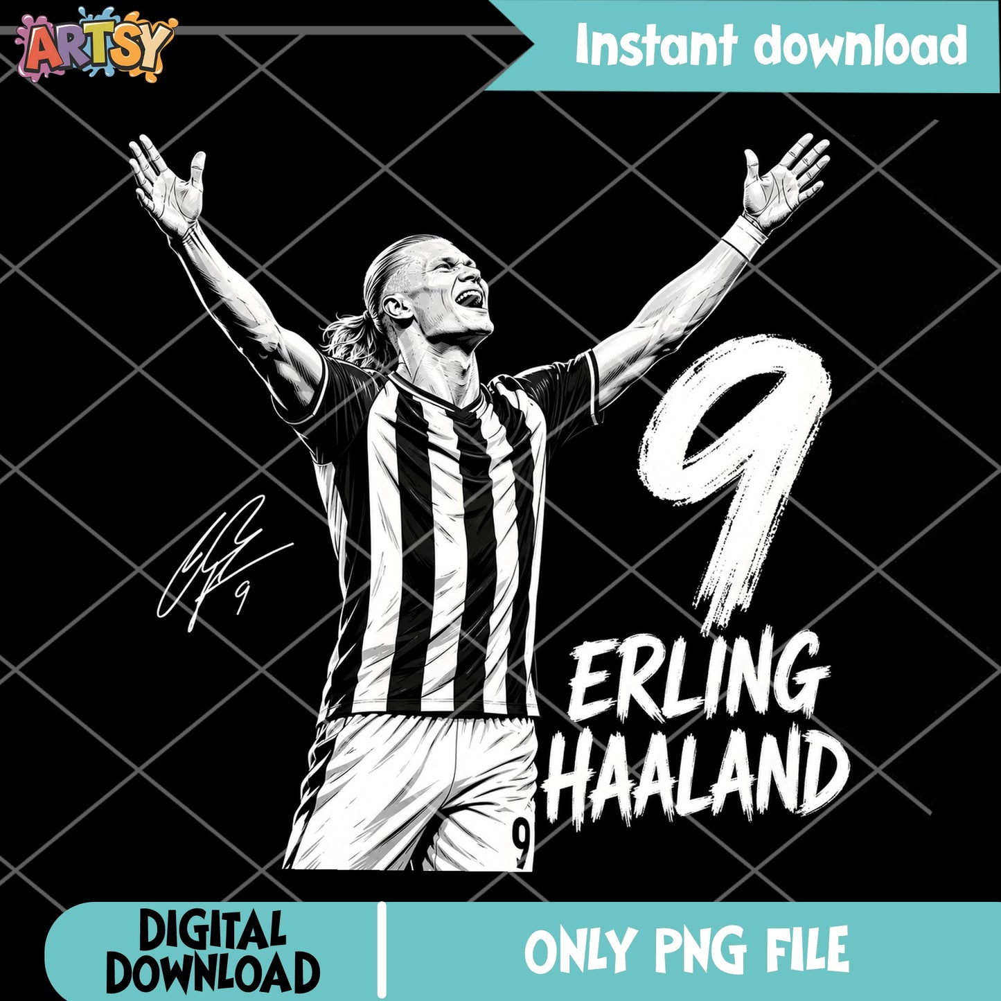 Erling Haaland PNG, Soccer Player Number 9, Football PNG