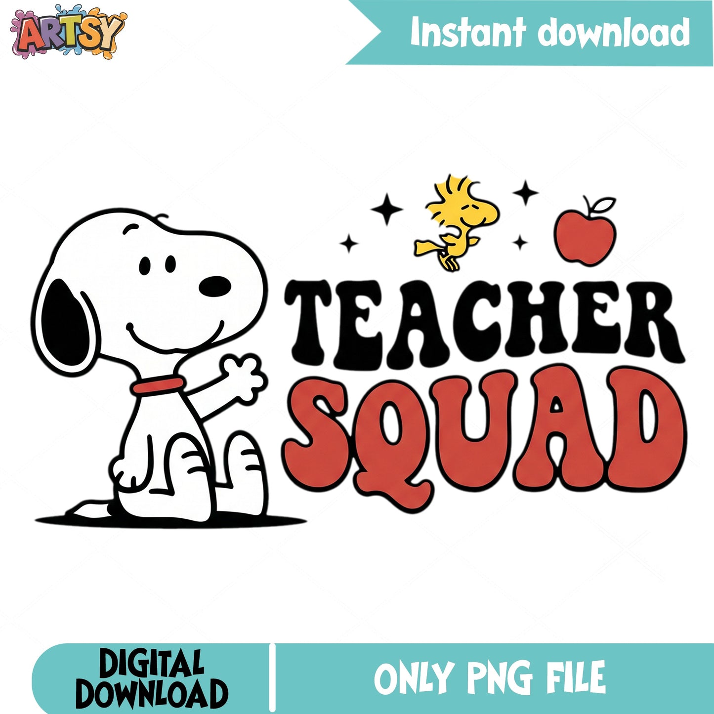 Snoopy Teacher Squad PNG, Peanuts Teacher PNG, Back To School PNG