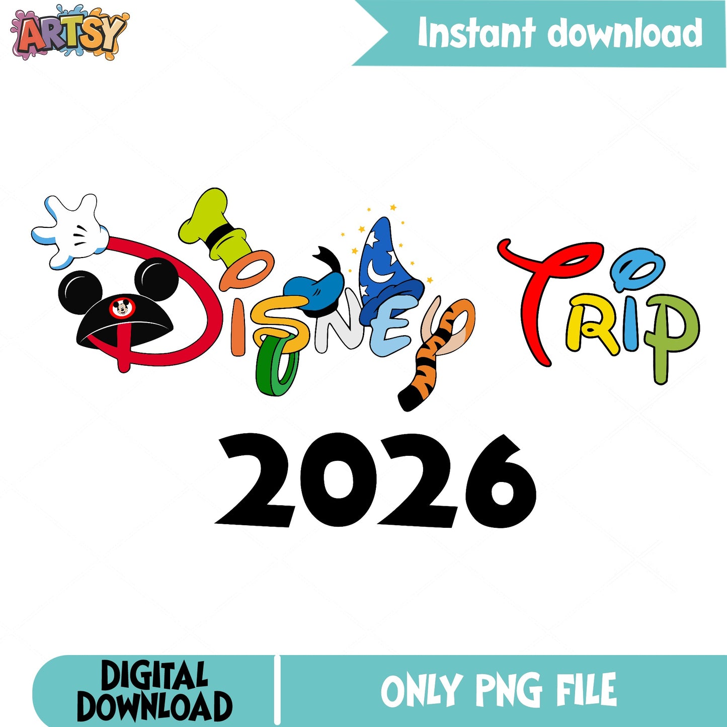 Disney Trip 2026 PNG, Disney Family Vacation PNG, Mickey PNG