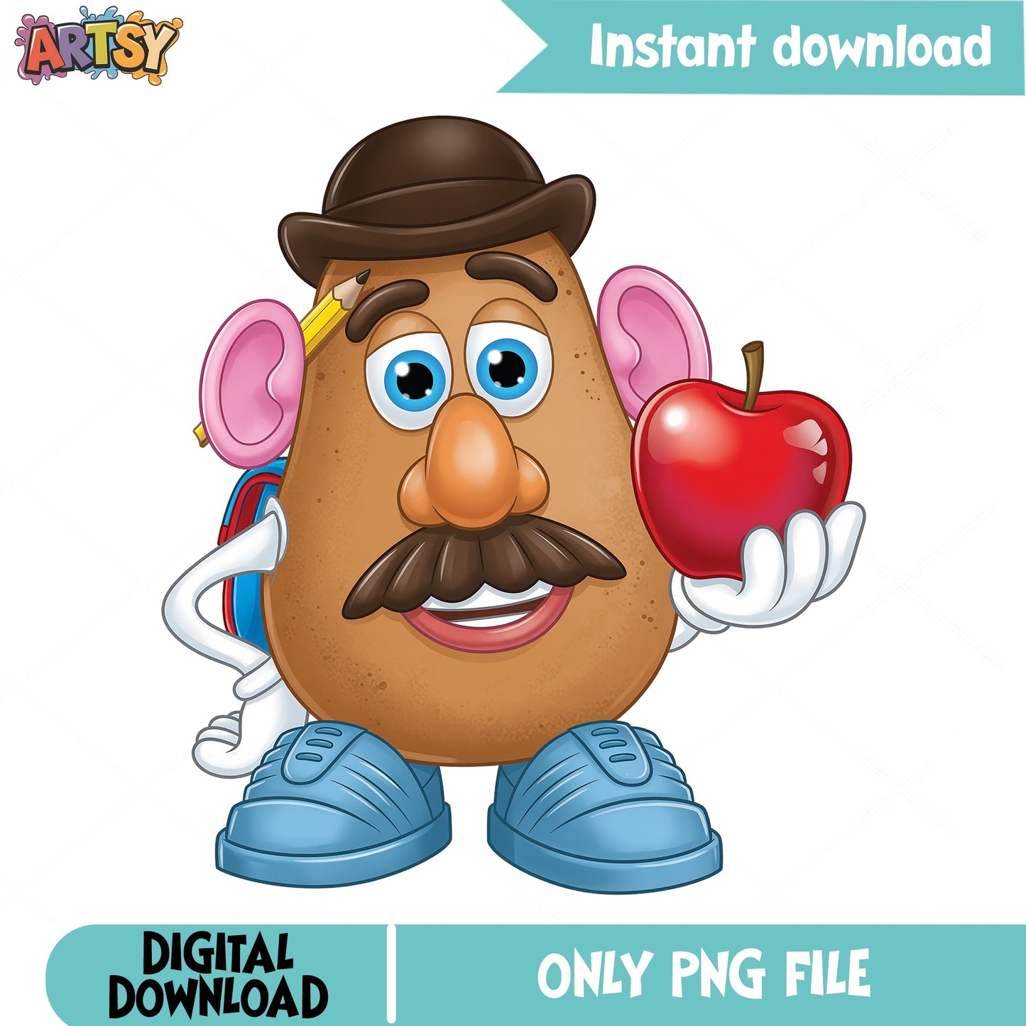 Mr Potato Head Back To School PNG, Toy Story PNG, Teacher PNG